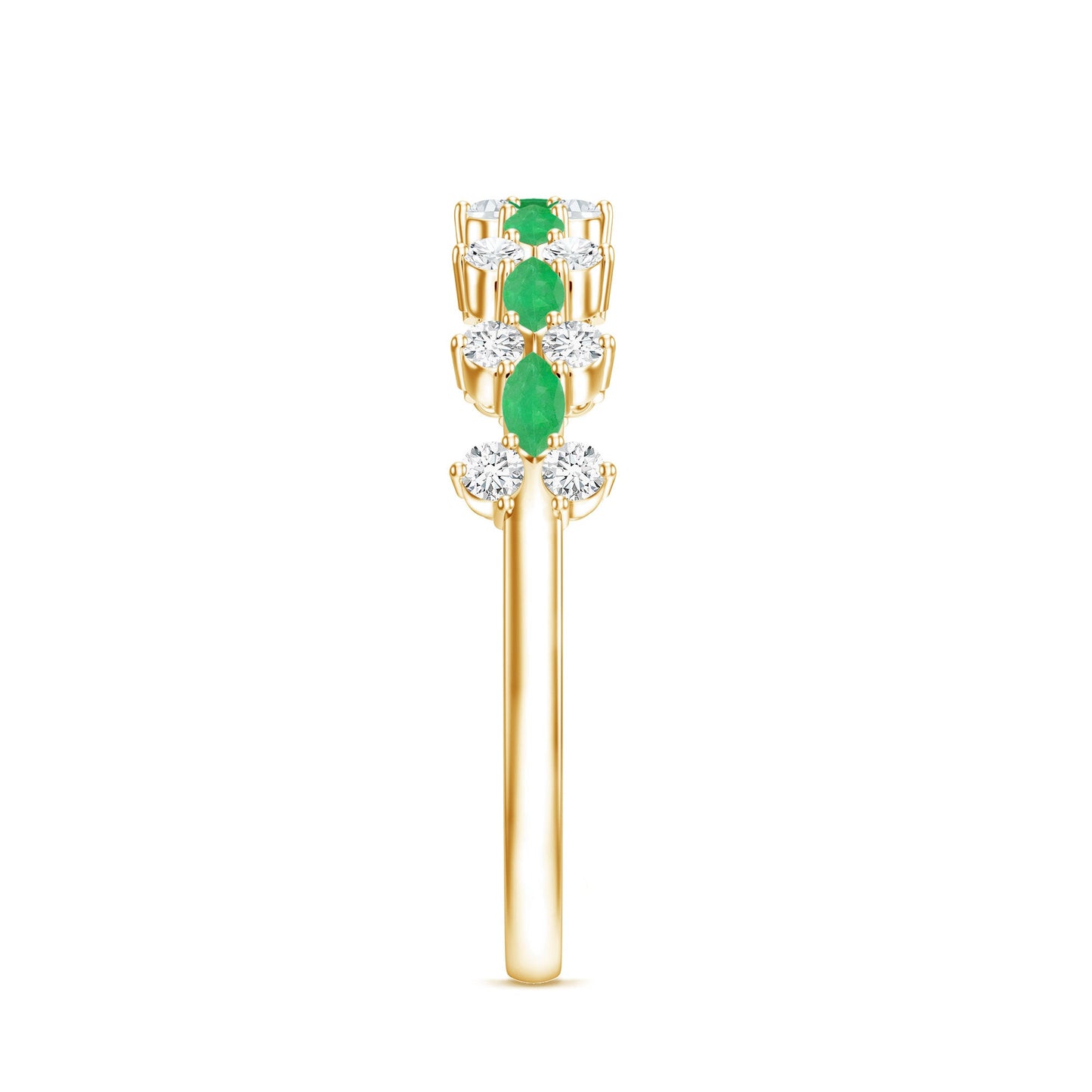 Genuine Emerald and Diamond Half Eternity Ring for Women
