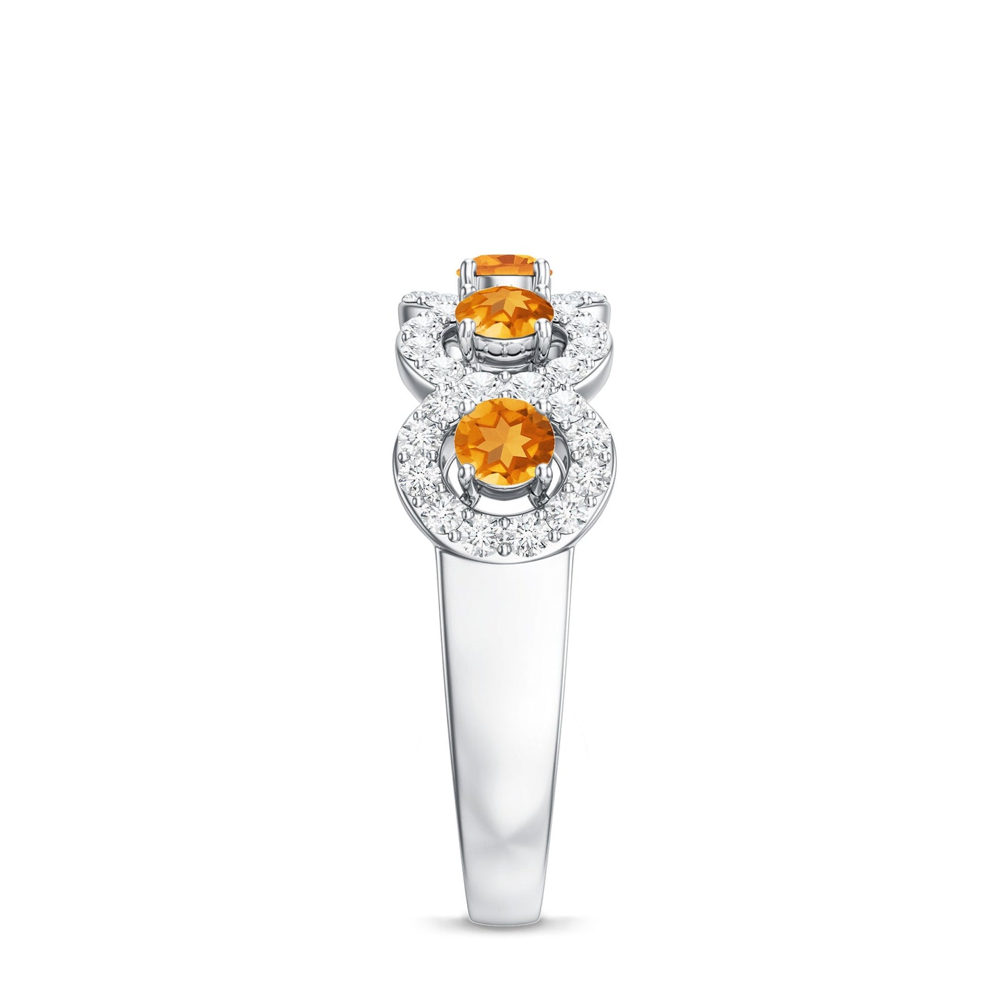 Certified Natural Citrine Diamond Half Eternity Band for Anniversary