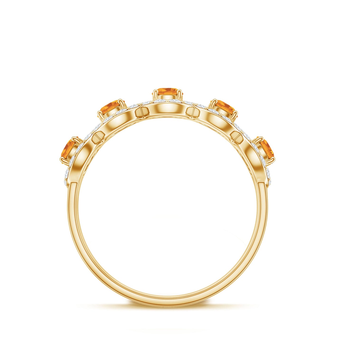 Certified Natural Citrine Diamond Half Eternity Band for Anniversary