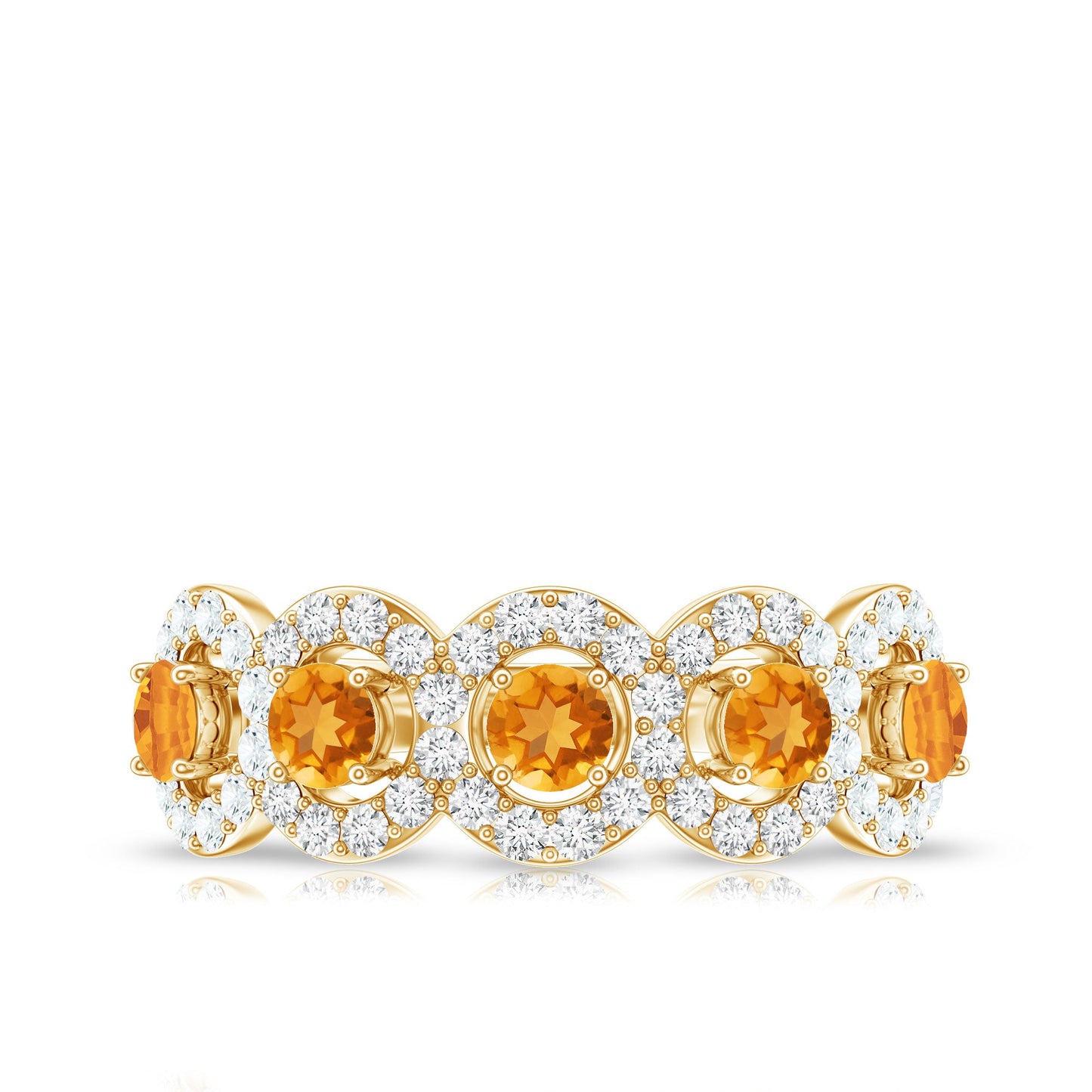 Certified Natural Citrine Diamond Half Eternity Band for Anniversary