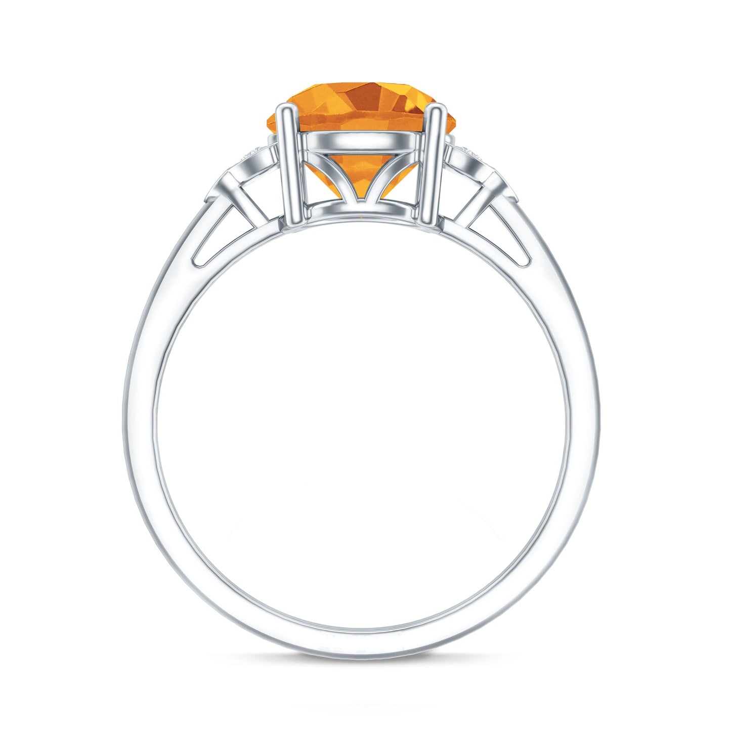 Natural 1.2 Carat Citrine Engagement Ring with Diamond Trio