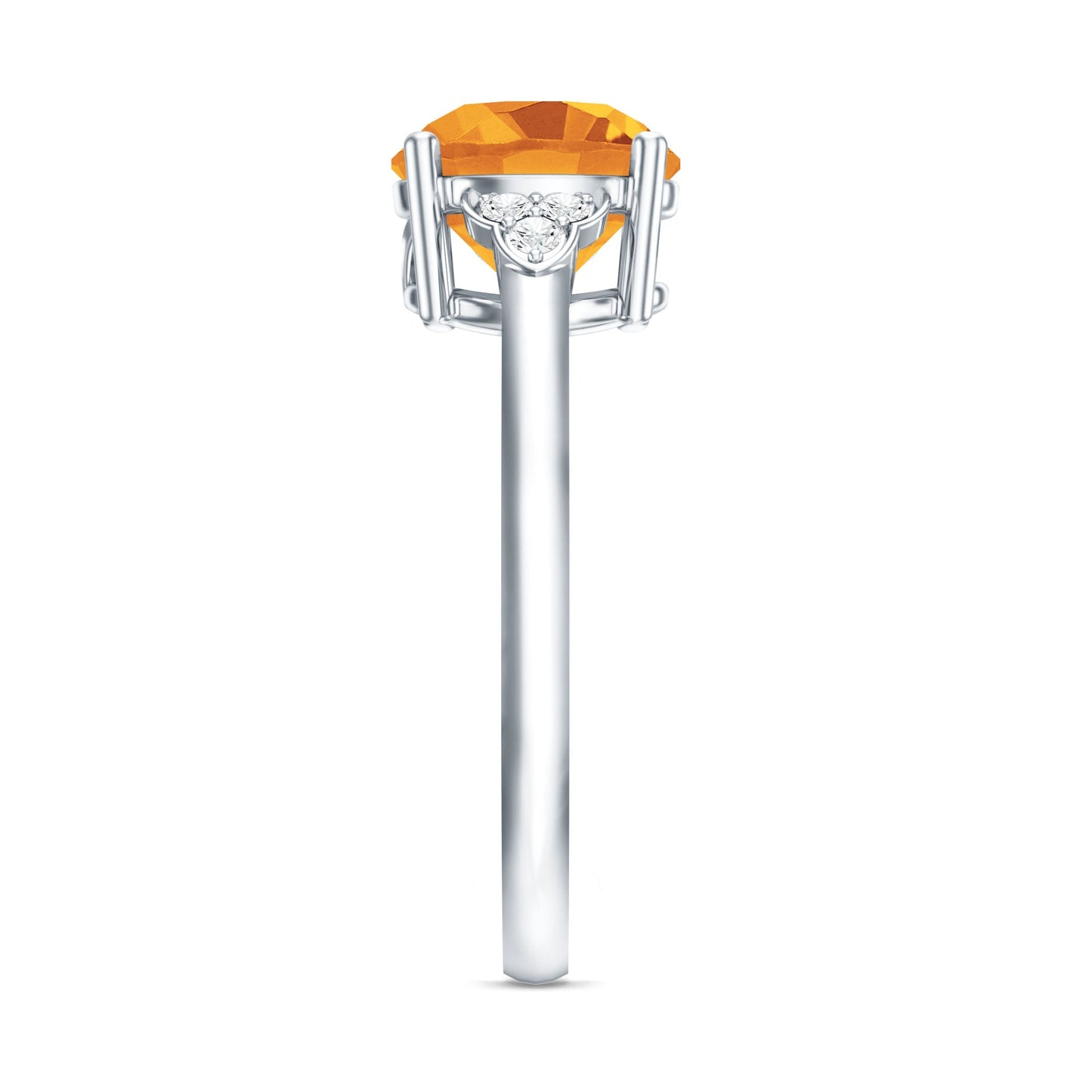 Natural 1.2 Carat Citrine Engagement Ring with Diamond Trio
