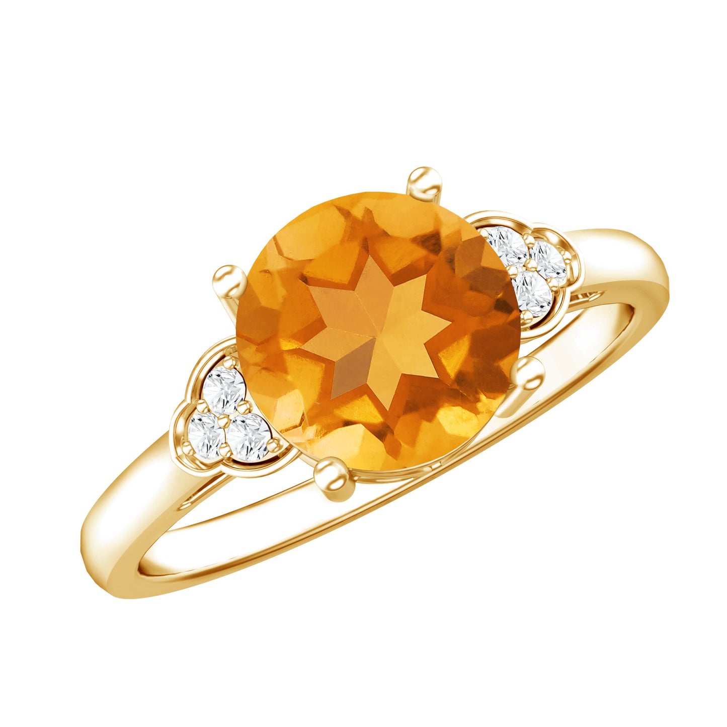 Natural 1.2 Carat Citrine Engagement Ring with Diamond Trio