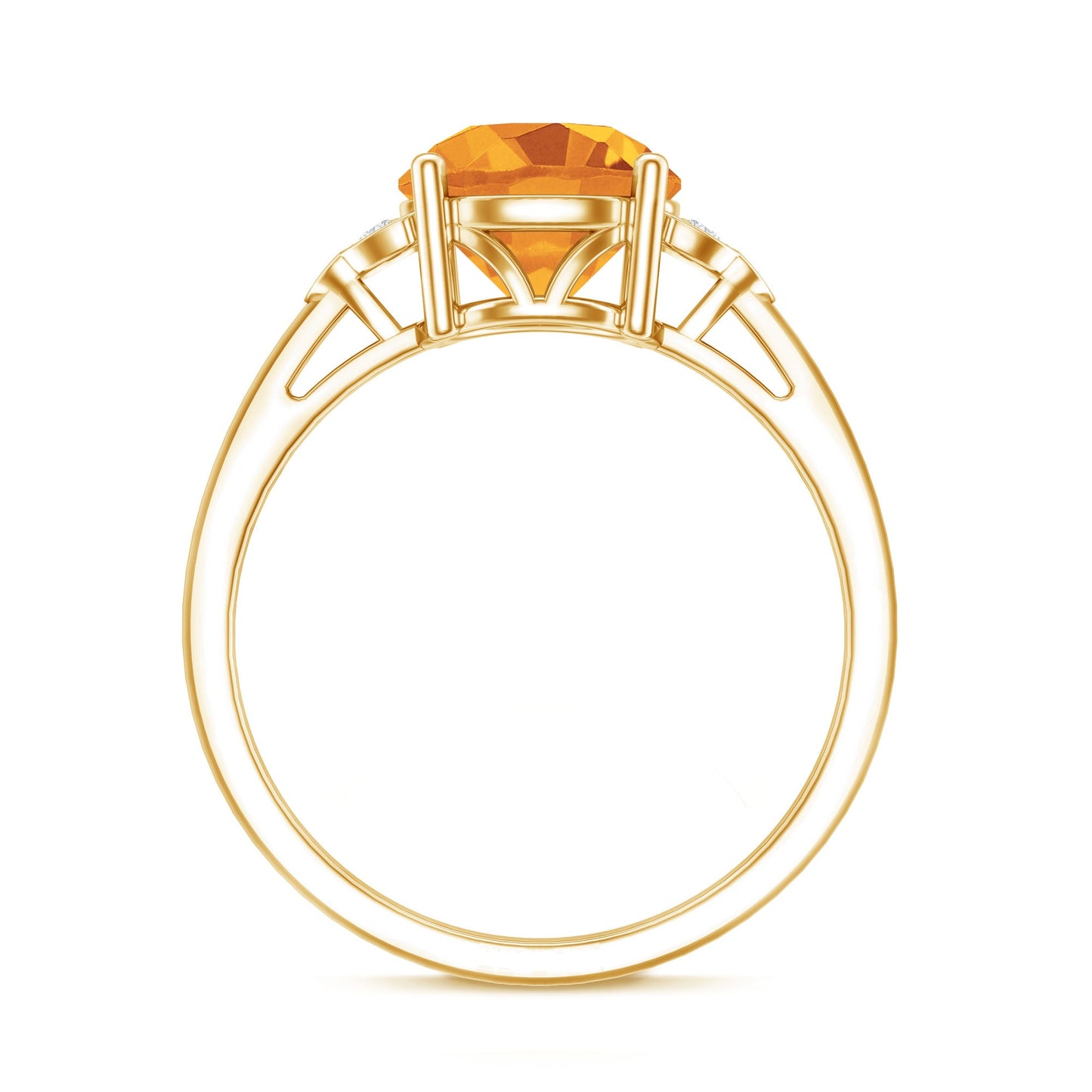 Natural 1.2 Carat Citrine Engagement Ring with Diamond Trio