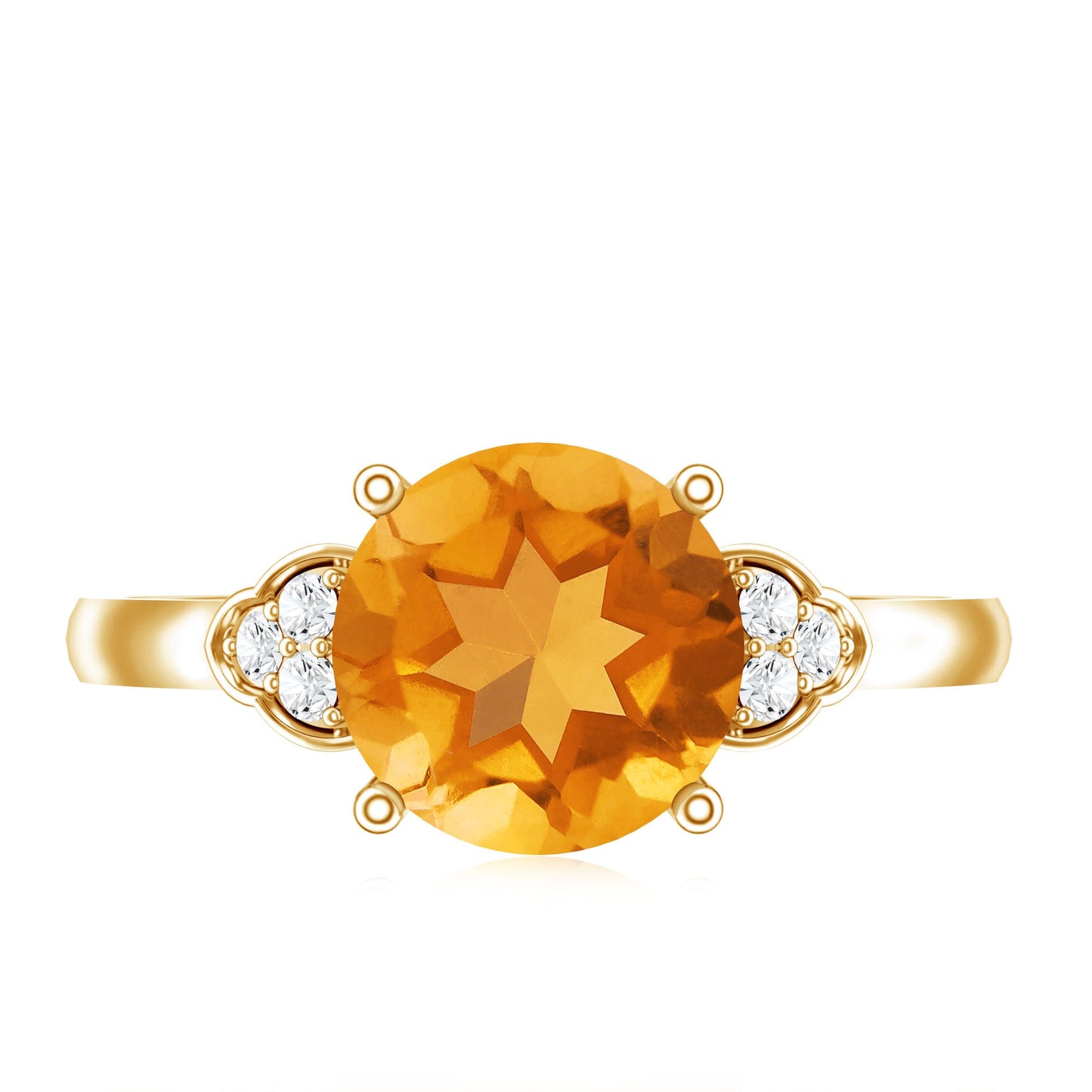 Natural 1.2 Carat Citrine Engagement Ring with Diamond Trio
