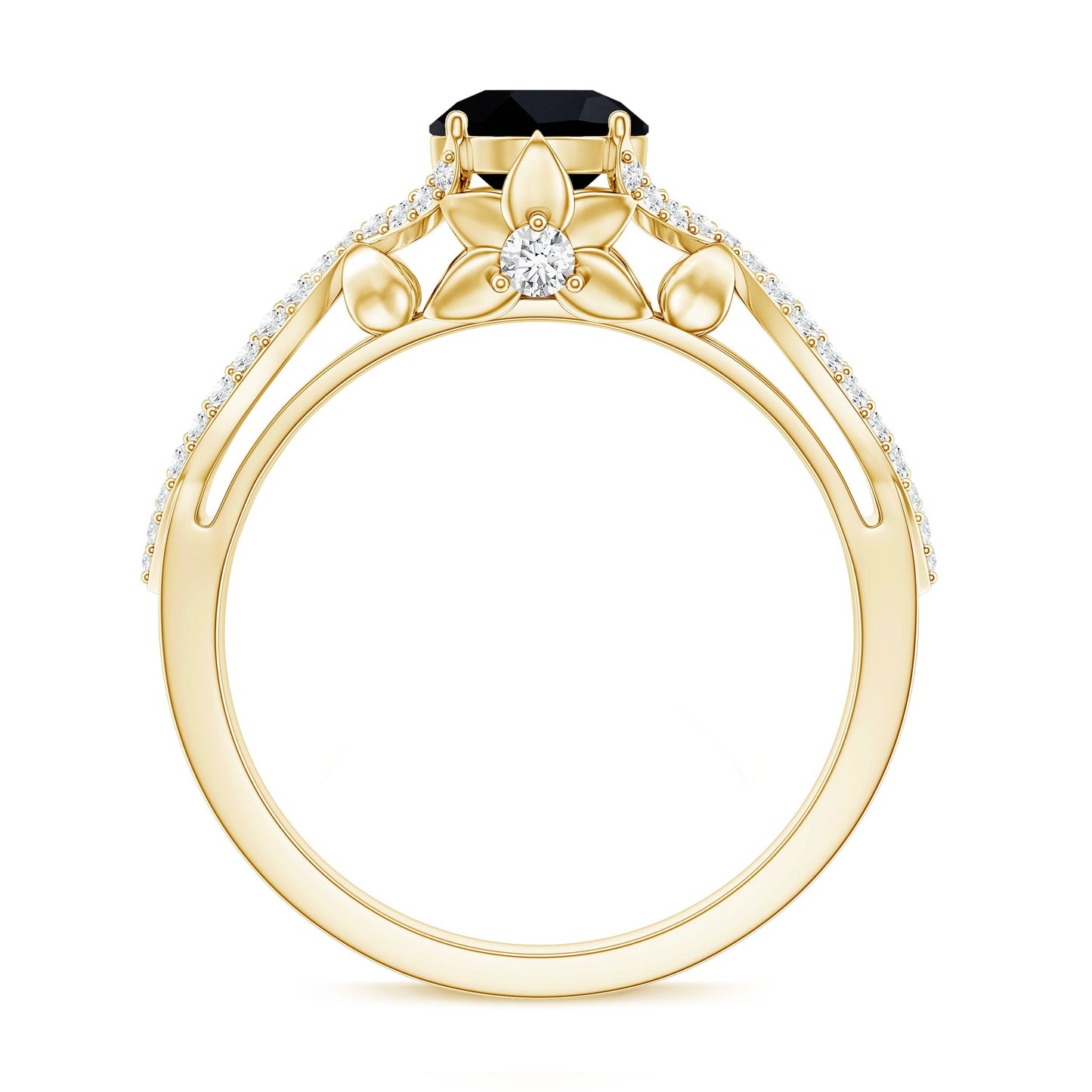1.3 Carat Lab Grown Black and White Diamond Engagement Ring with Crossover Shank