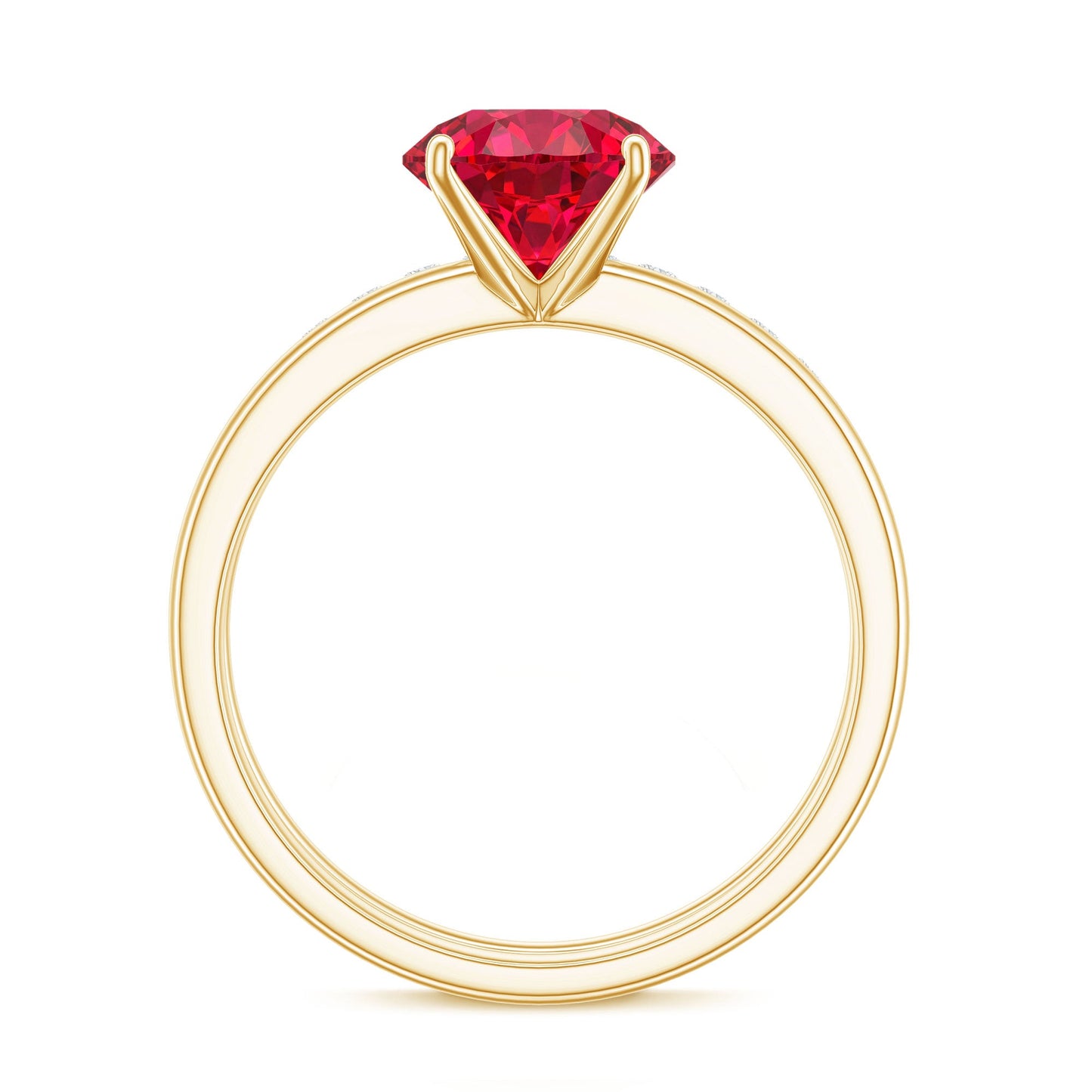 2.3 Carat Solitaire Created Ruby Wedding Ring Set with Diamond