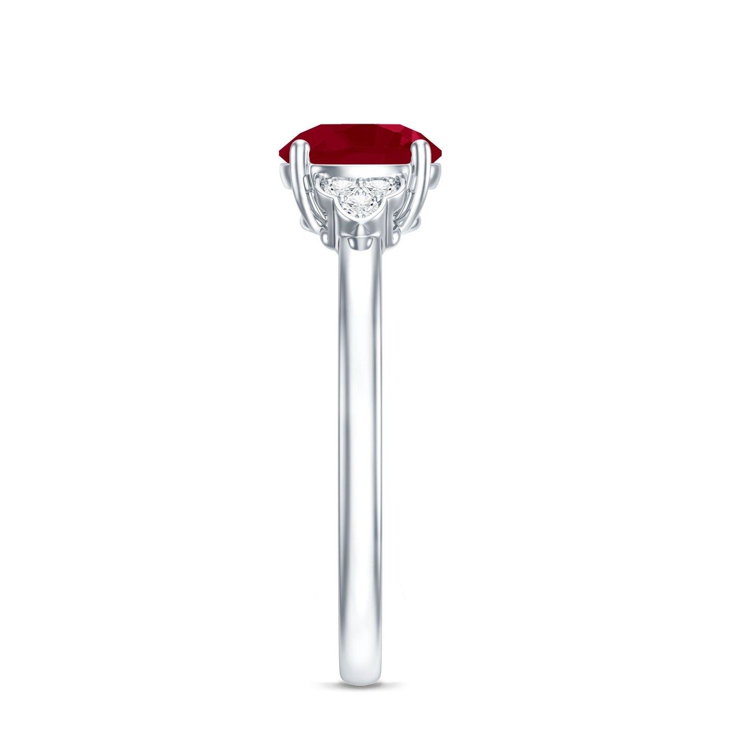 Real 0.6 Carat Ruby Promise Ring with Diamond Trio