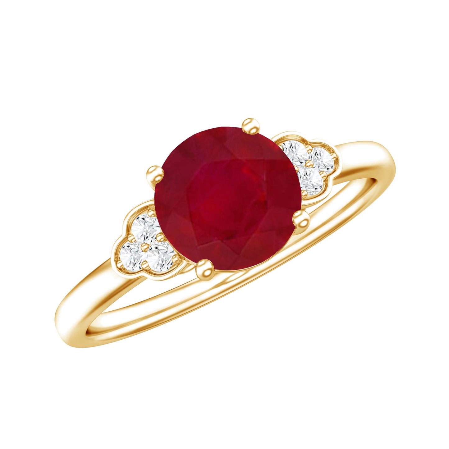 Real 0.6 Carat Ruby Promise Ring with Diamond Trio