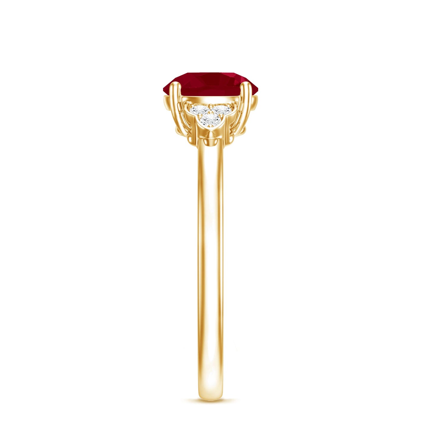 Real 0.6 Carat Ruby Promise Ring with Diamond Trio