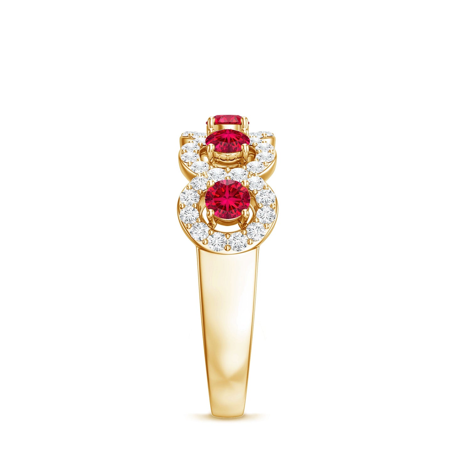 Classic Lab Grown Ruby and Diamond Halo Half Eternity Ring