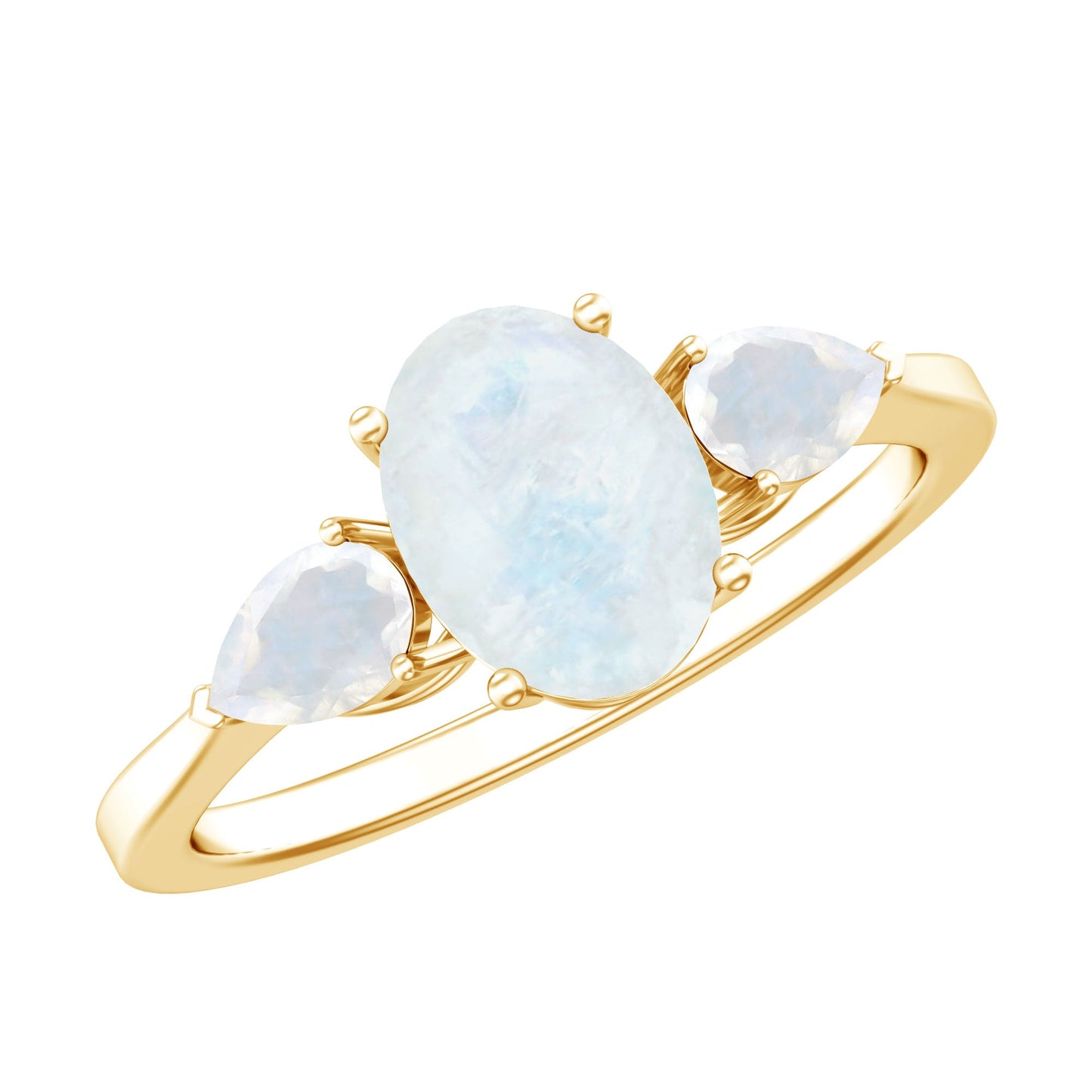 Natural Moonstone Three Stone Engagement Ring