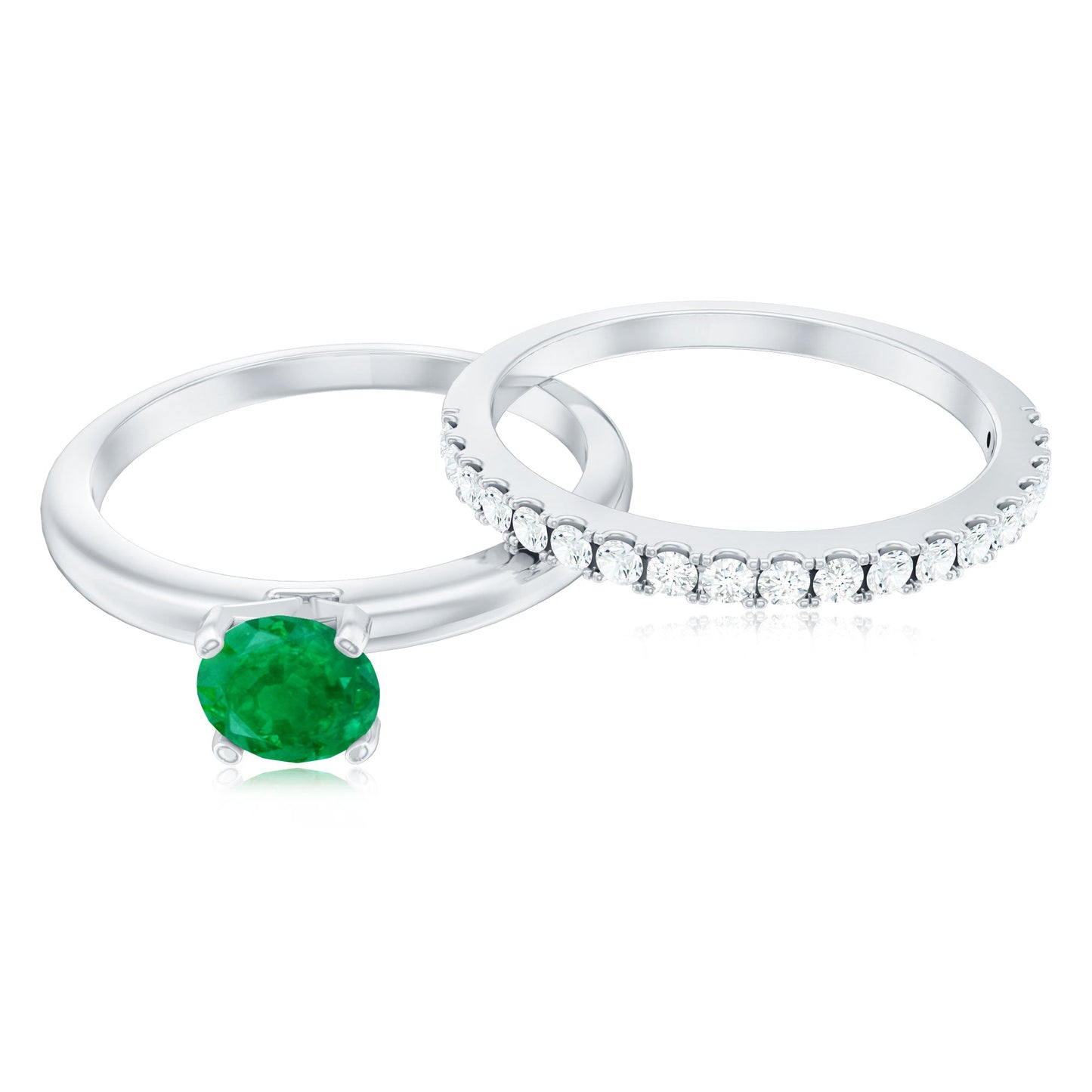 Certified Real Emerald Solitaire Engagement Ring with Diamond Enhancer