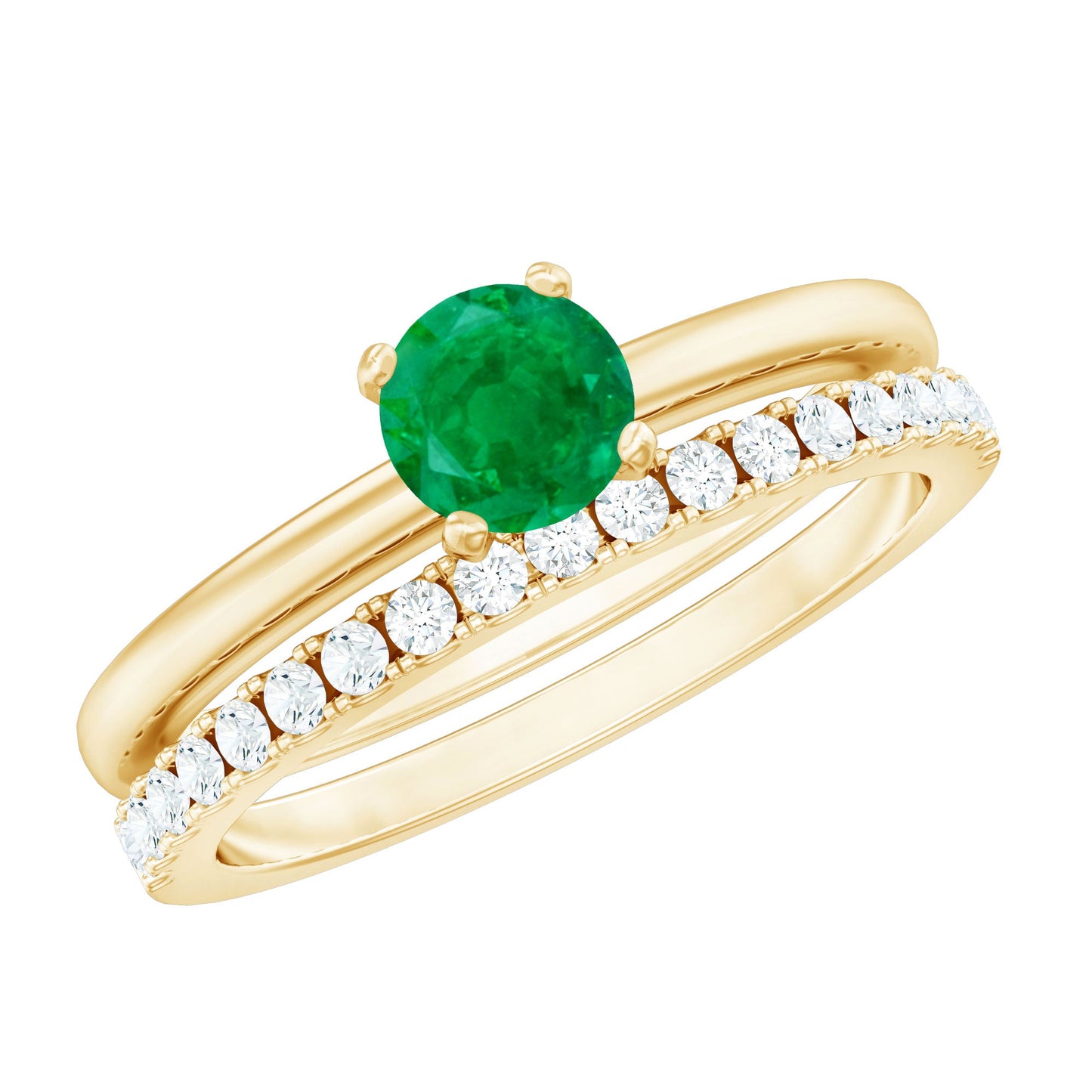 Certified Real Emerald Solitaire Engagement Ring with Diamond Enhancer