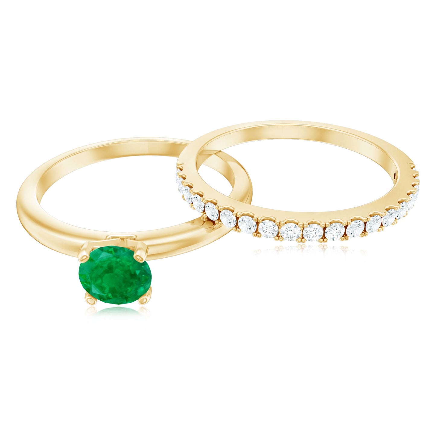 Certified Real Emerald Solitaire Engagement Ring with Diamond Enhancer