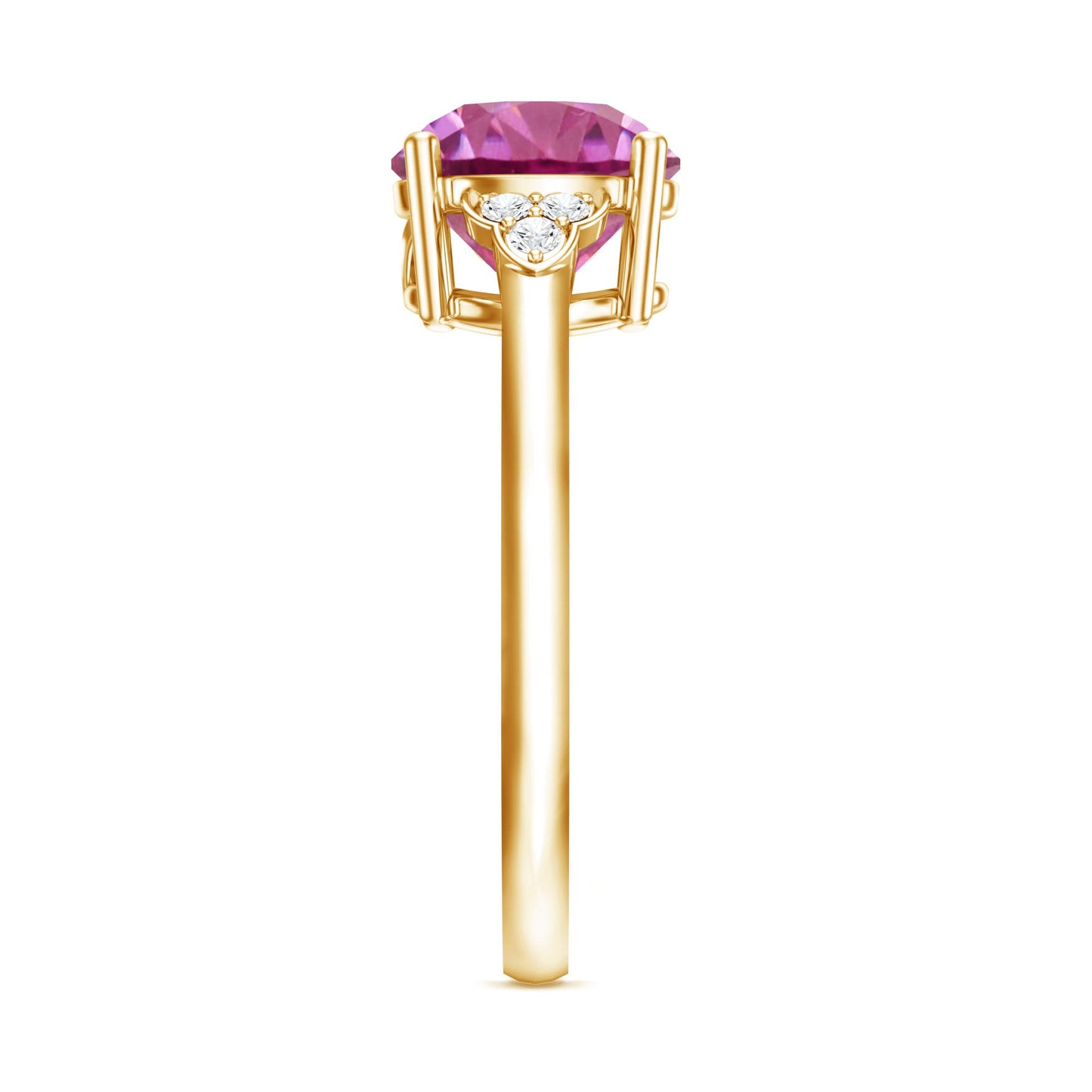 Round Pink Tourmaline Solitaire Engagement Ring with Diamond