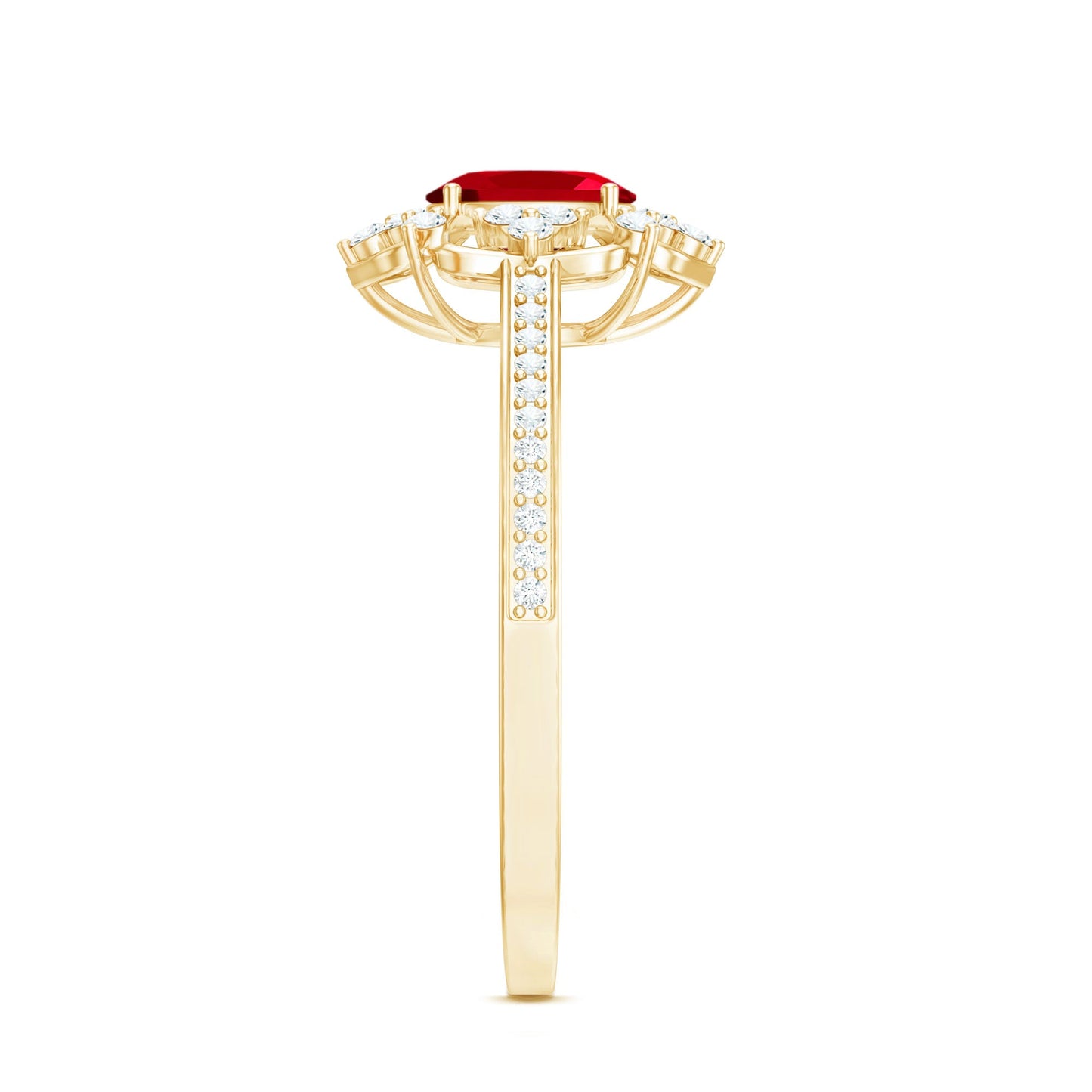 Certified Lab Created Ruby Vintage Inspired Engagement Ring with Diamond