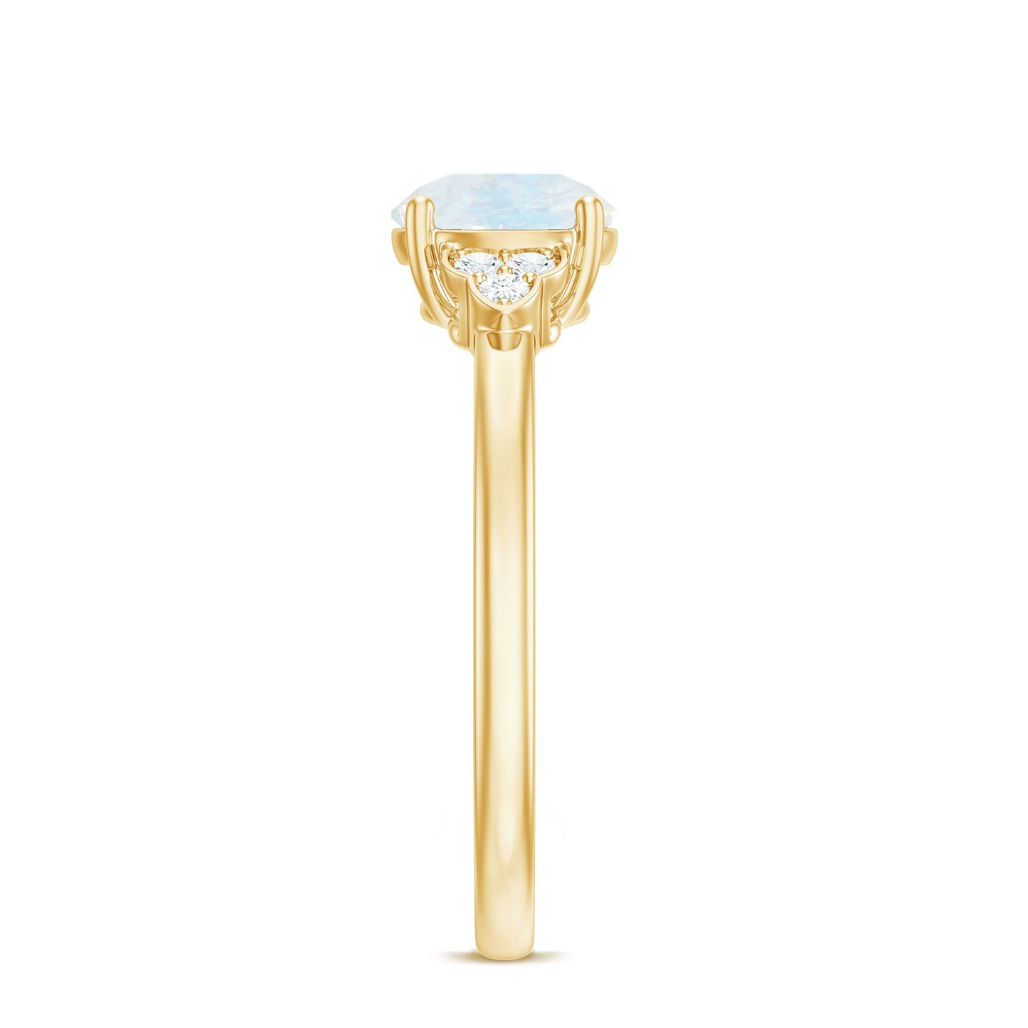 0.8 Carat Moonstone Solitaire Engagement Ring with Diamond Trio