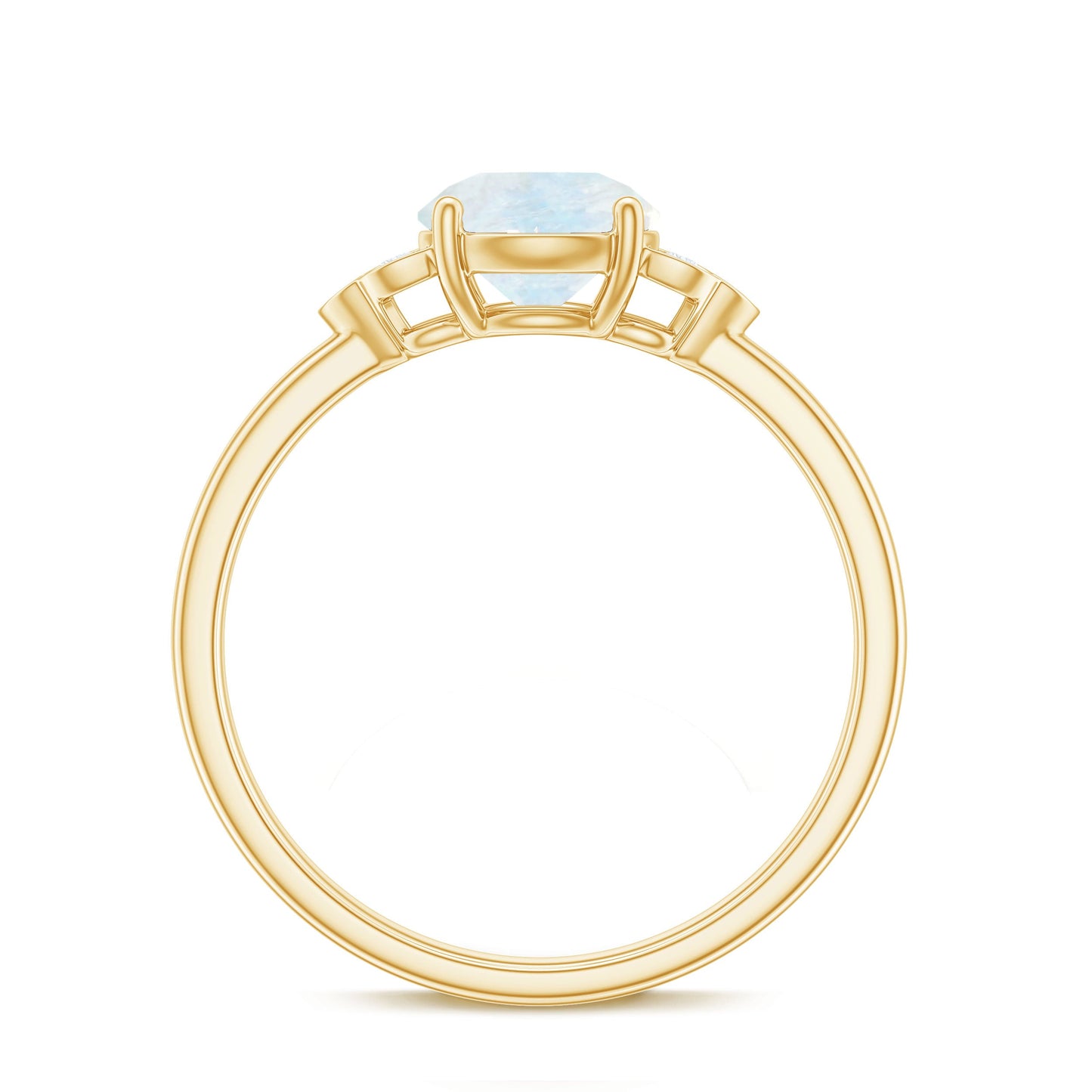 0.8 Carat Moonstone Solitaire Engagement Ring with Diamond Trio