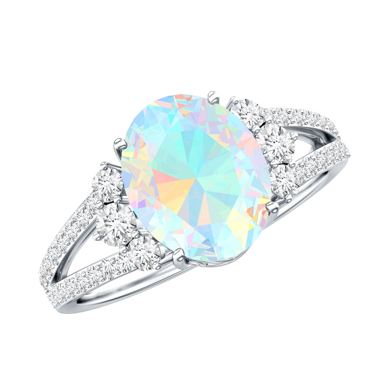 Certified 1.3 Carat Ethiopian Opal Oval Engagement Ring with Diamond