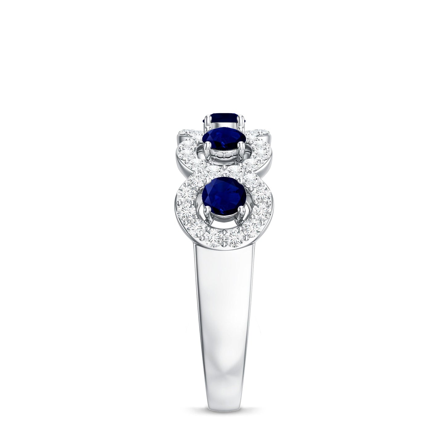 Classic Blue Sapphire Half Eternity Anniversary Ring with Diamond