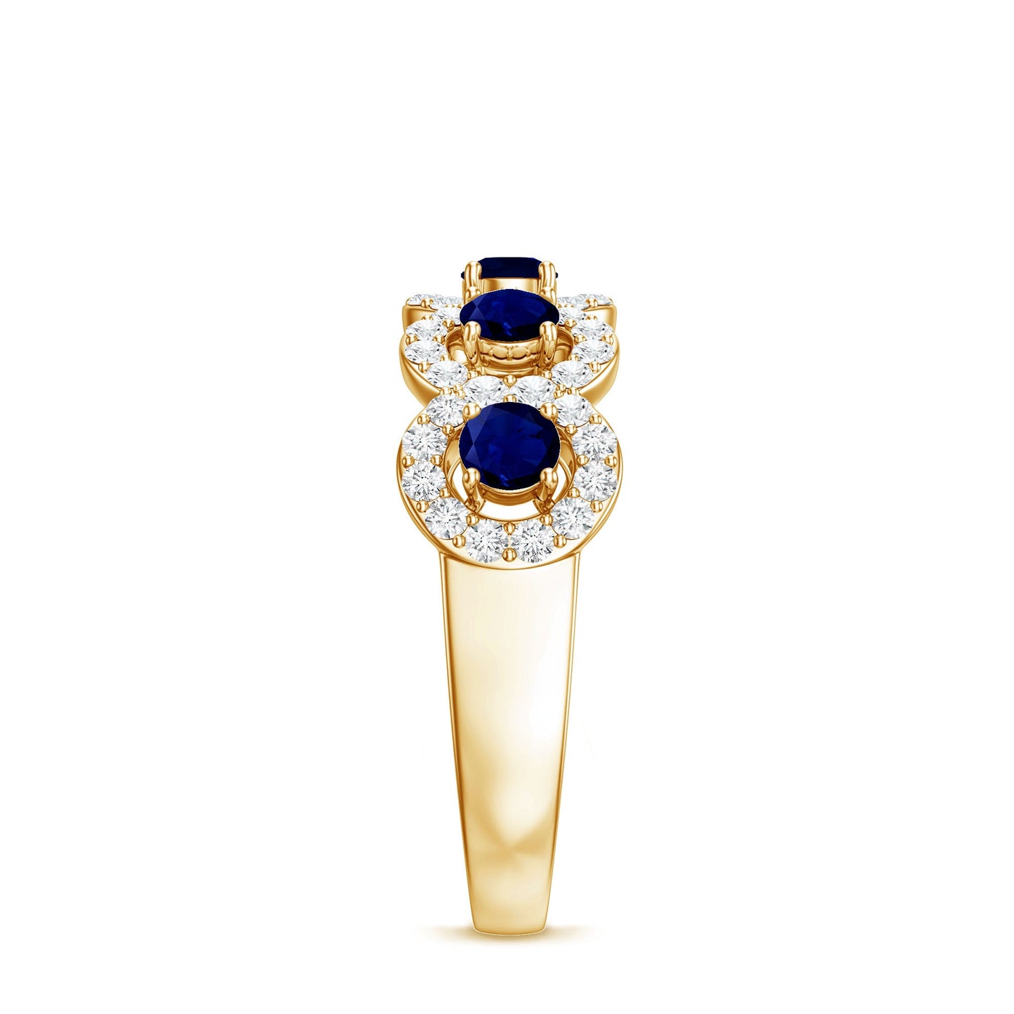 Classic Blue Sapphire Half Eternity Anniversary Ring with Diamond