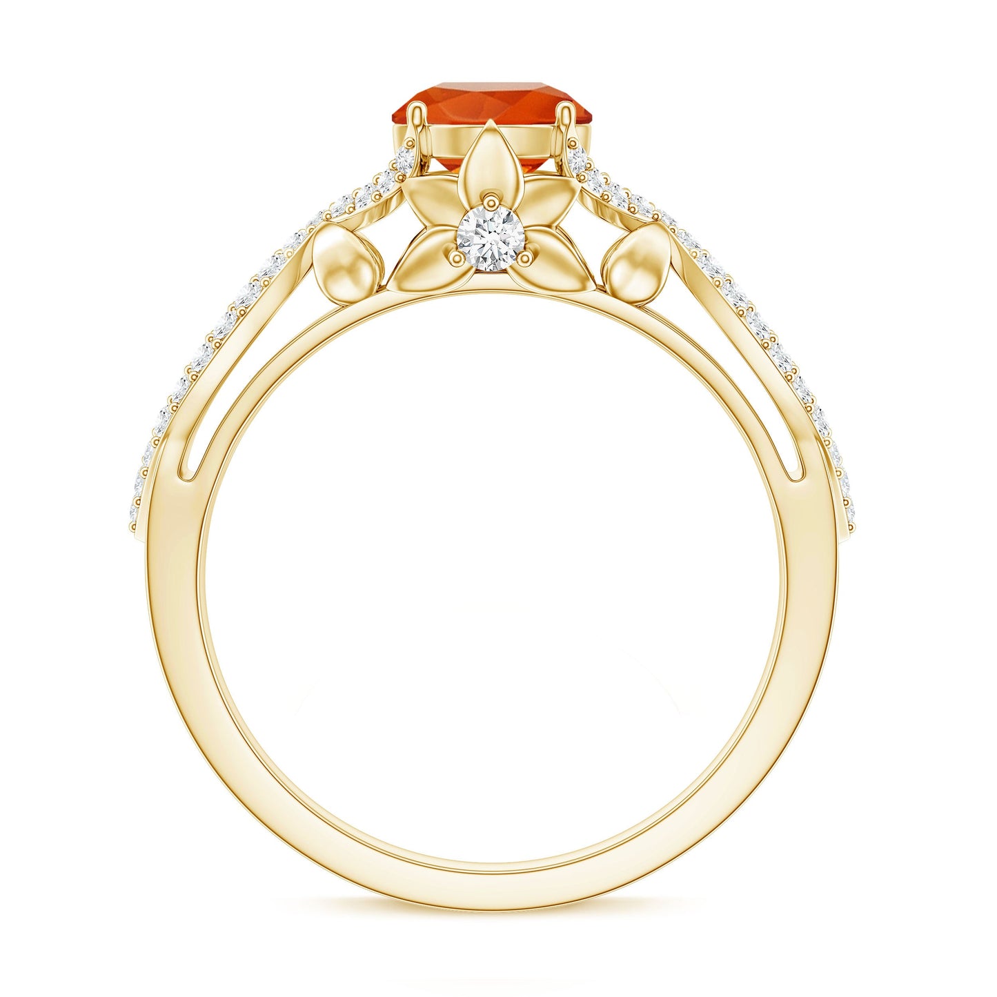 0.7 Carat Fire Opal Crossover Engagement Ring with Diamond