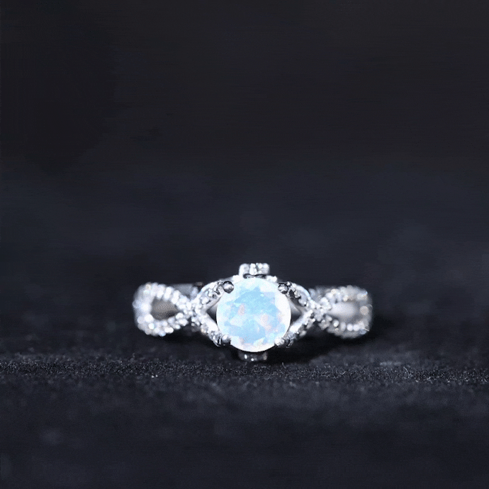 Ethiopian Opal and Diamond Engagement Ring with Crossover Shank