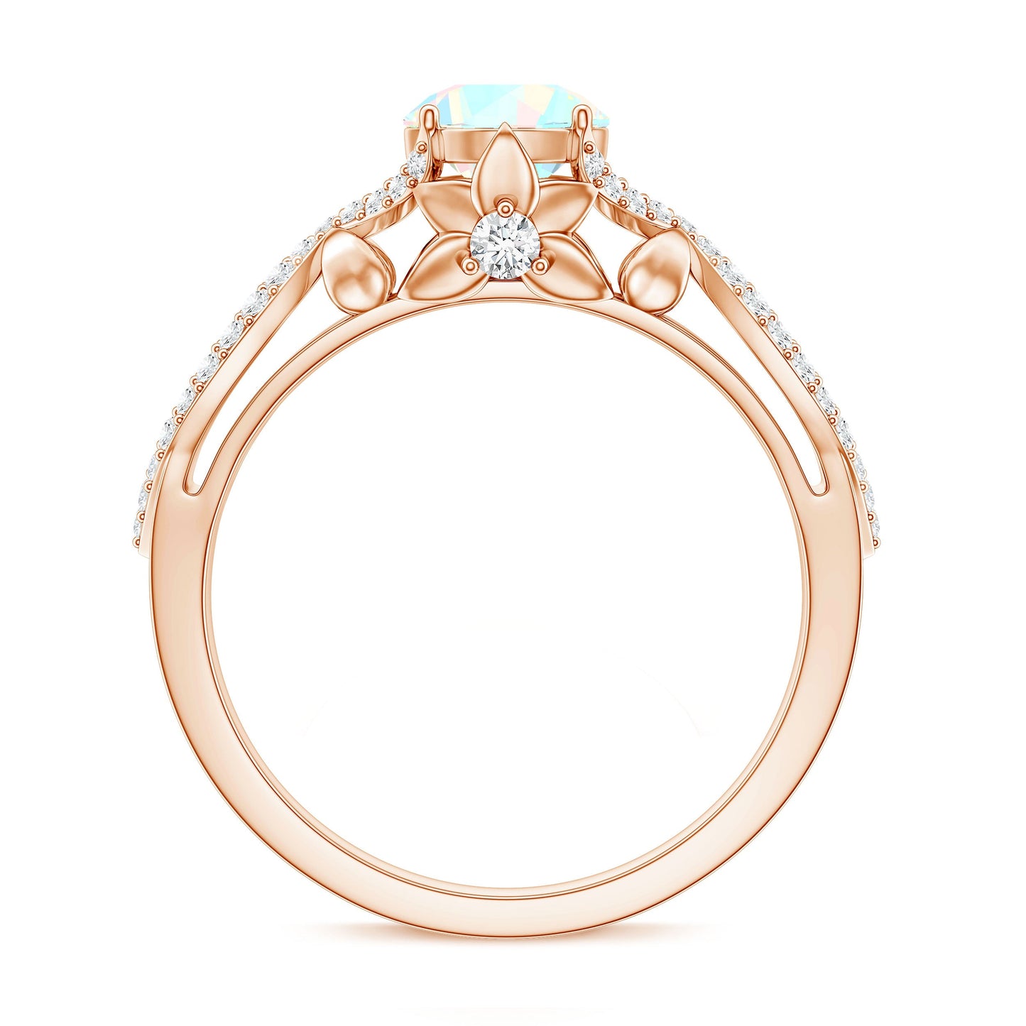 Ethiopian Opal and Diamond Engagement Ring with Crossover Shank