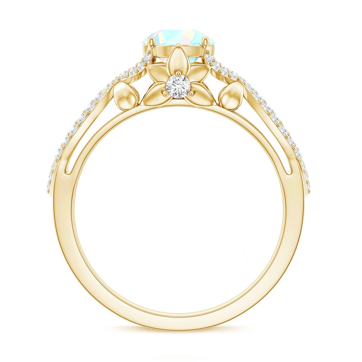 Ethiopian Opal and Diamond Engagement Ring with Crossover Shank