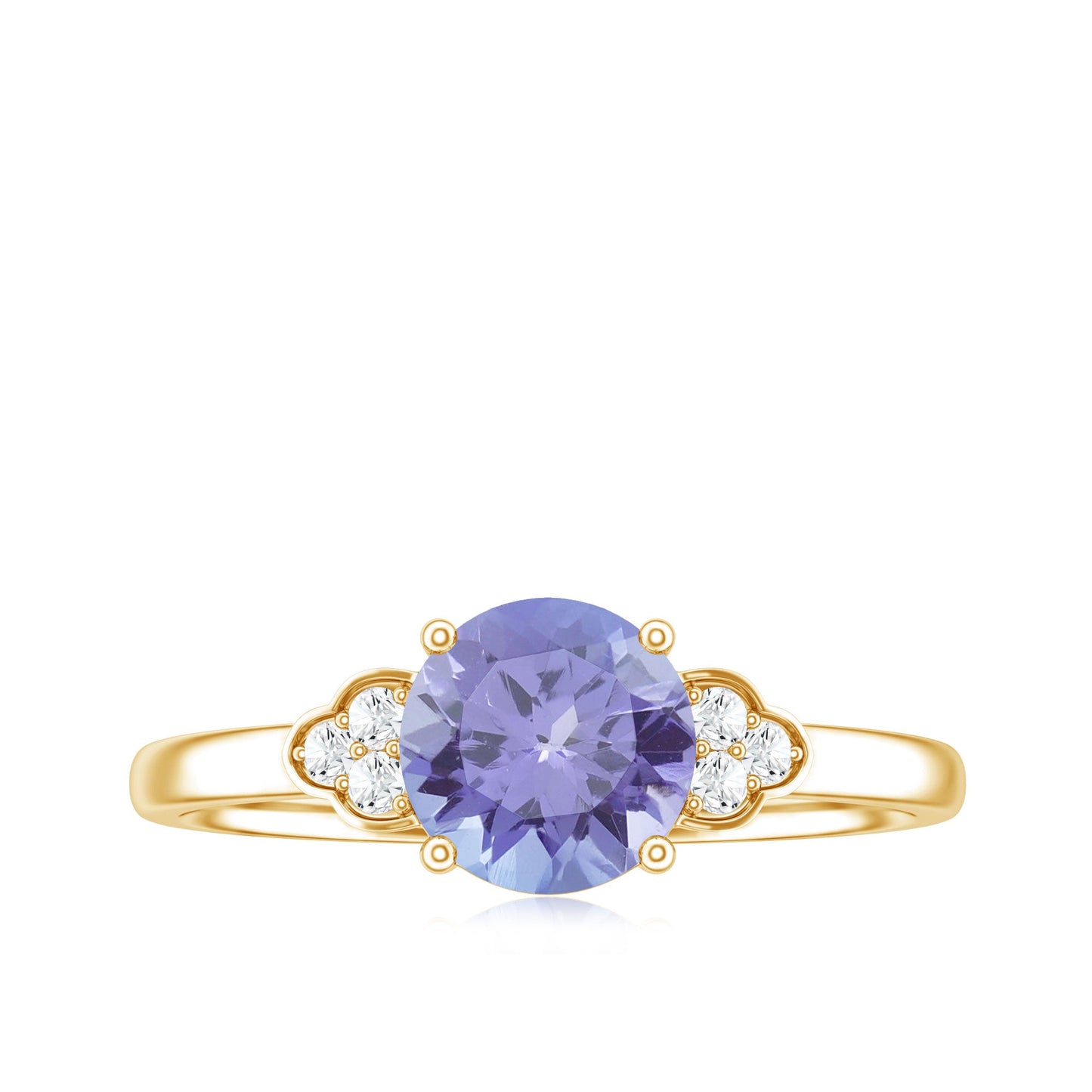 Natural Tanzanite Engagement Ring with Trio of Diamond