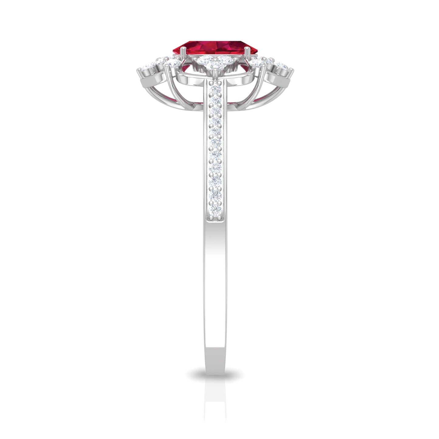 Vintage Style 0.6 Carat Ruby Oval Engagement Ring with Diamond