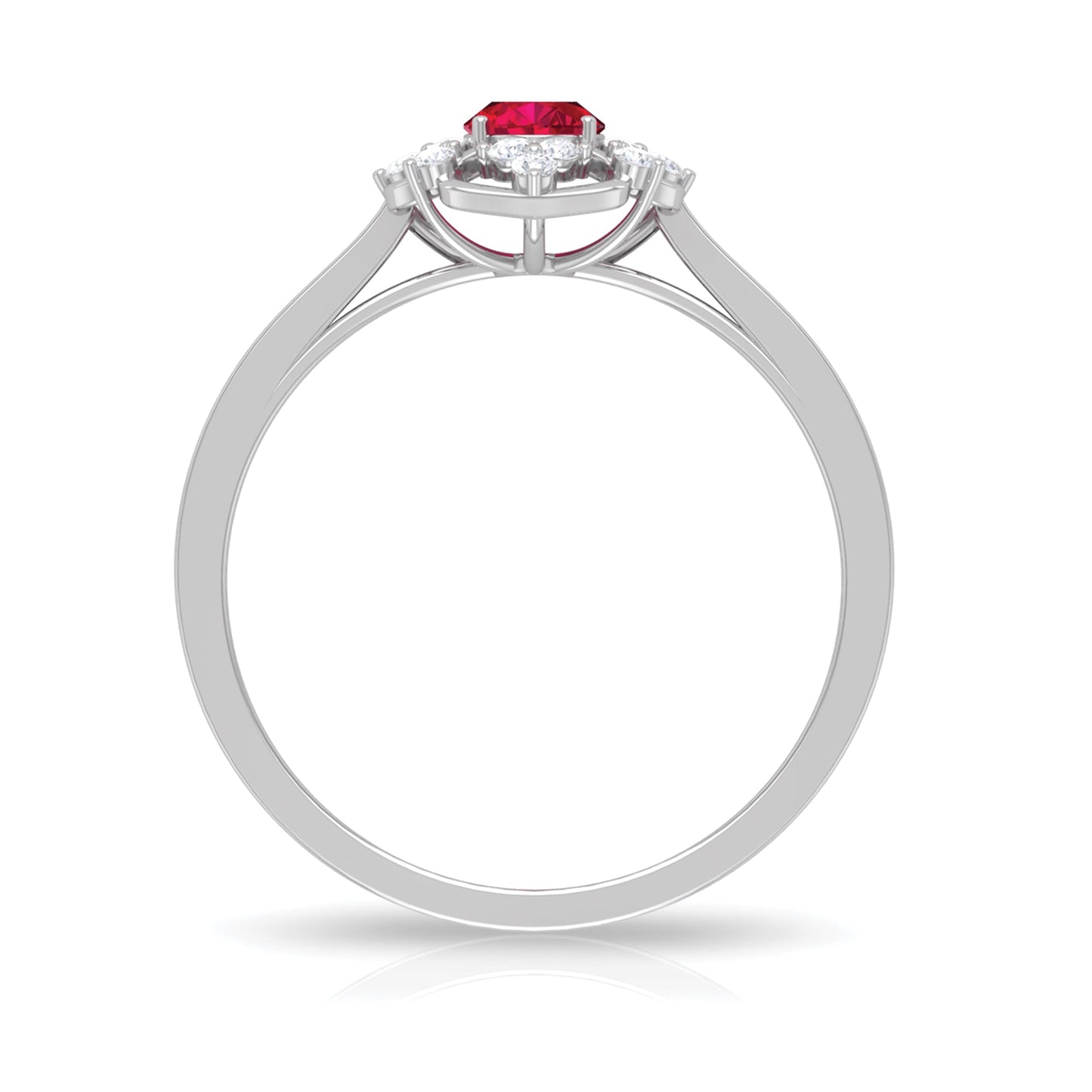 Vintage Style 0.6 Carat Ruby Oval Engagement Ring with Diamond
