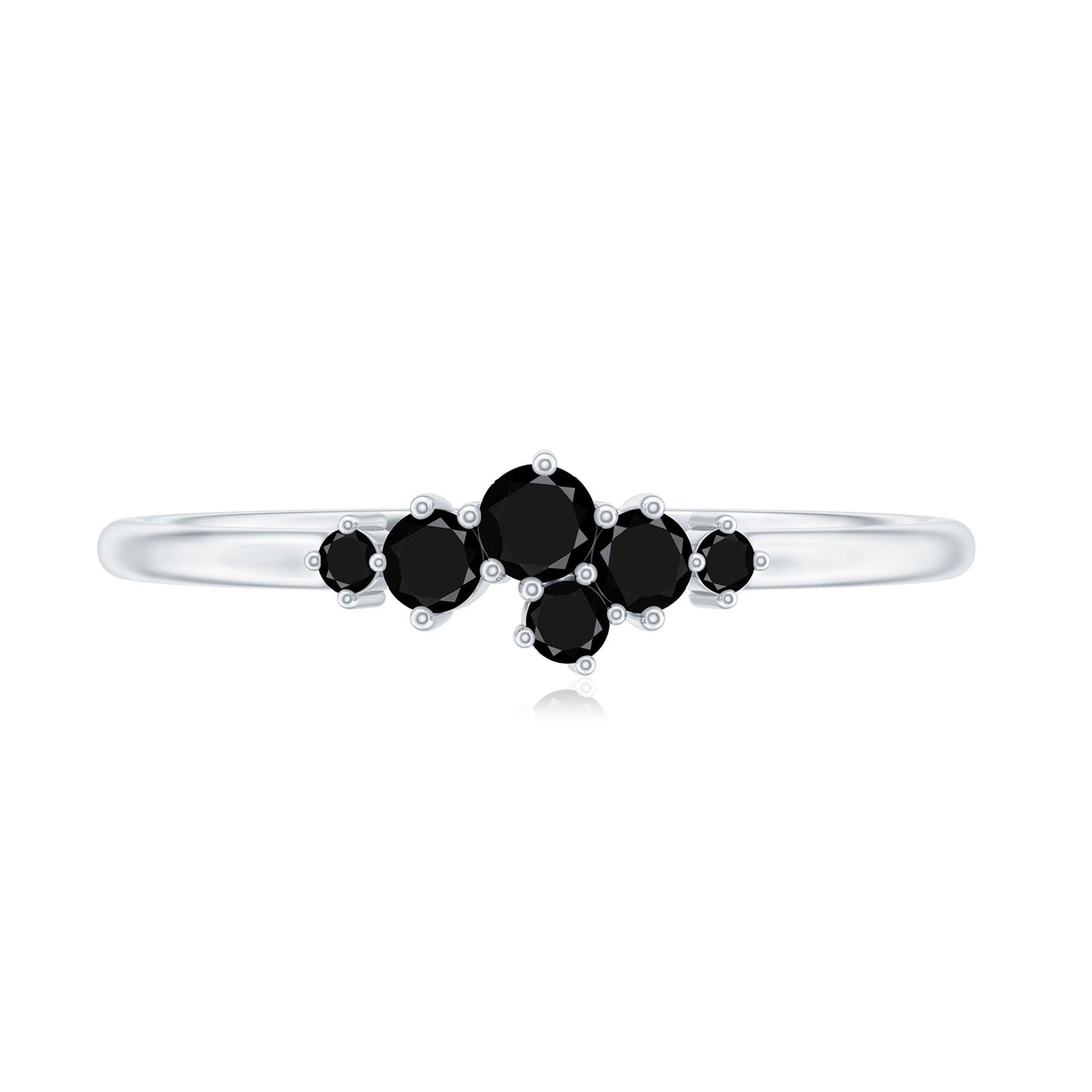 Certified Black Onyx Cluster Promise Ring for Her