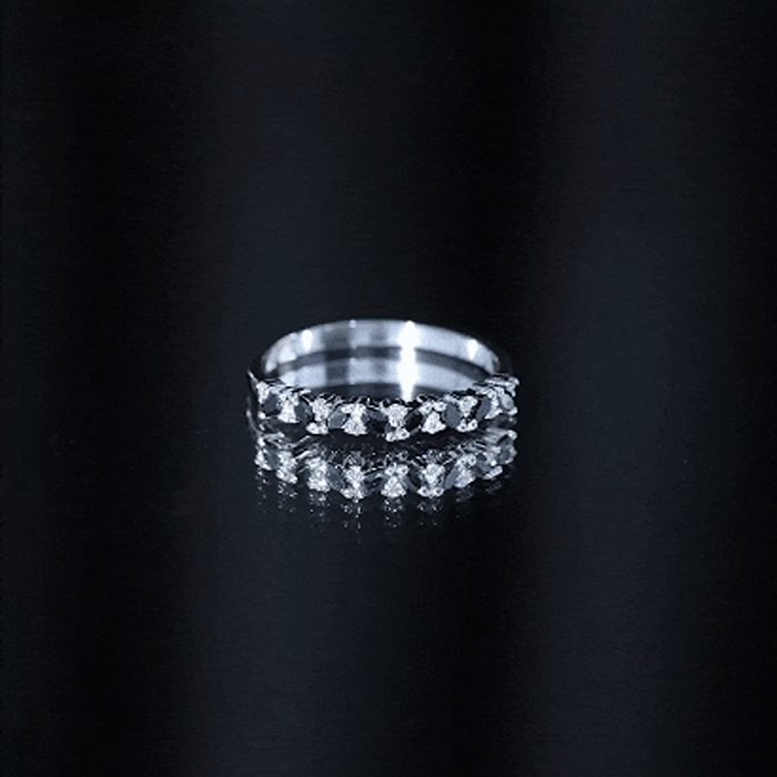 Minimalist Black Onyx and Diamond Half Eternity Ring