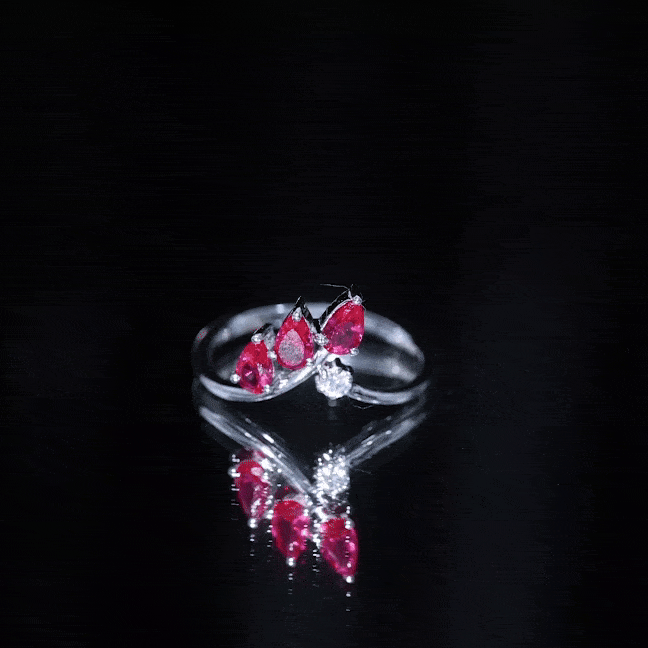 Certified Lab Grown Ruby Ring Guard with Diamond