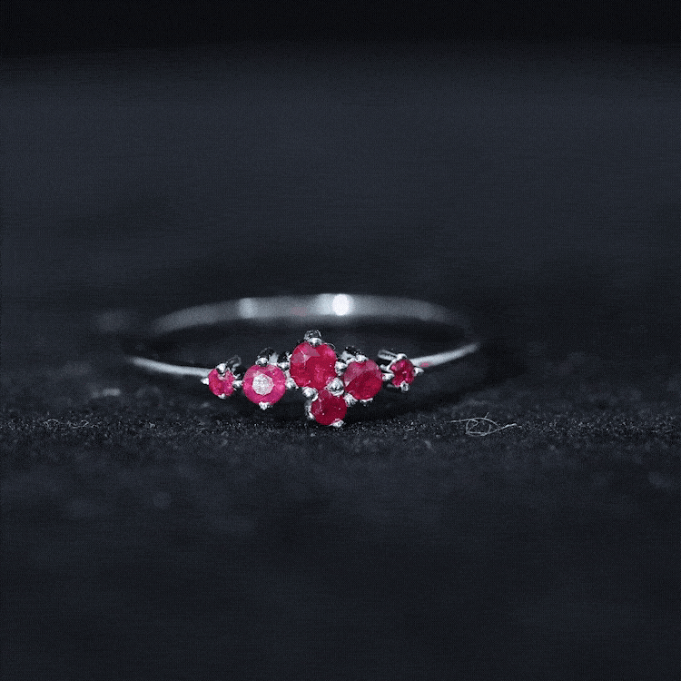 Natural Ruby Cluster Promise Ring for Women