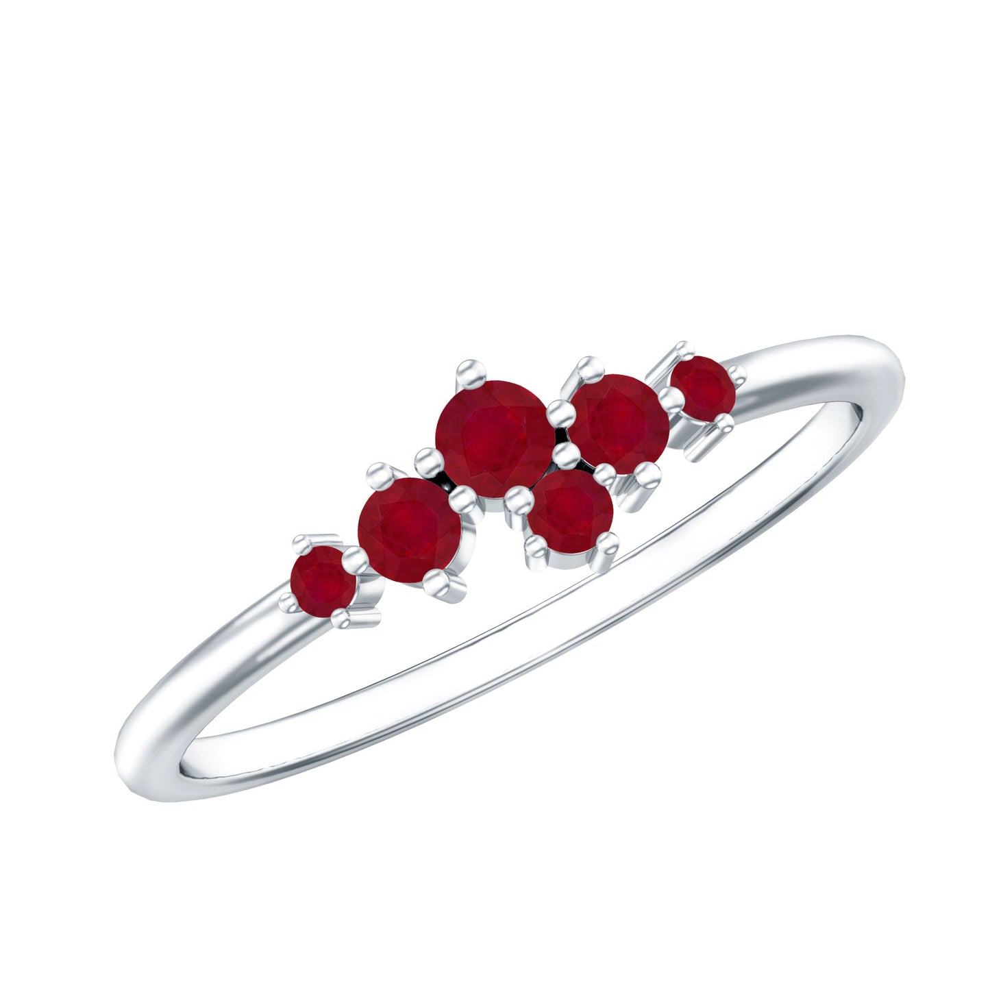 Natural Ruby Cluster Promise Ring for Women