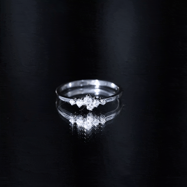 Certified Moissanite Cluster Promise Ring
