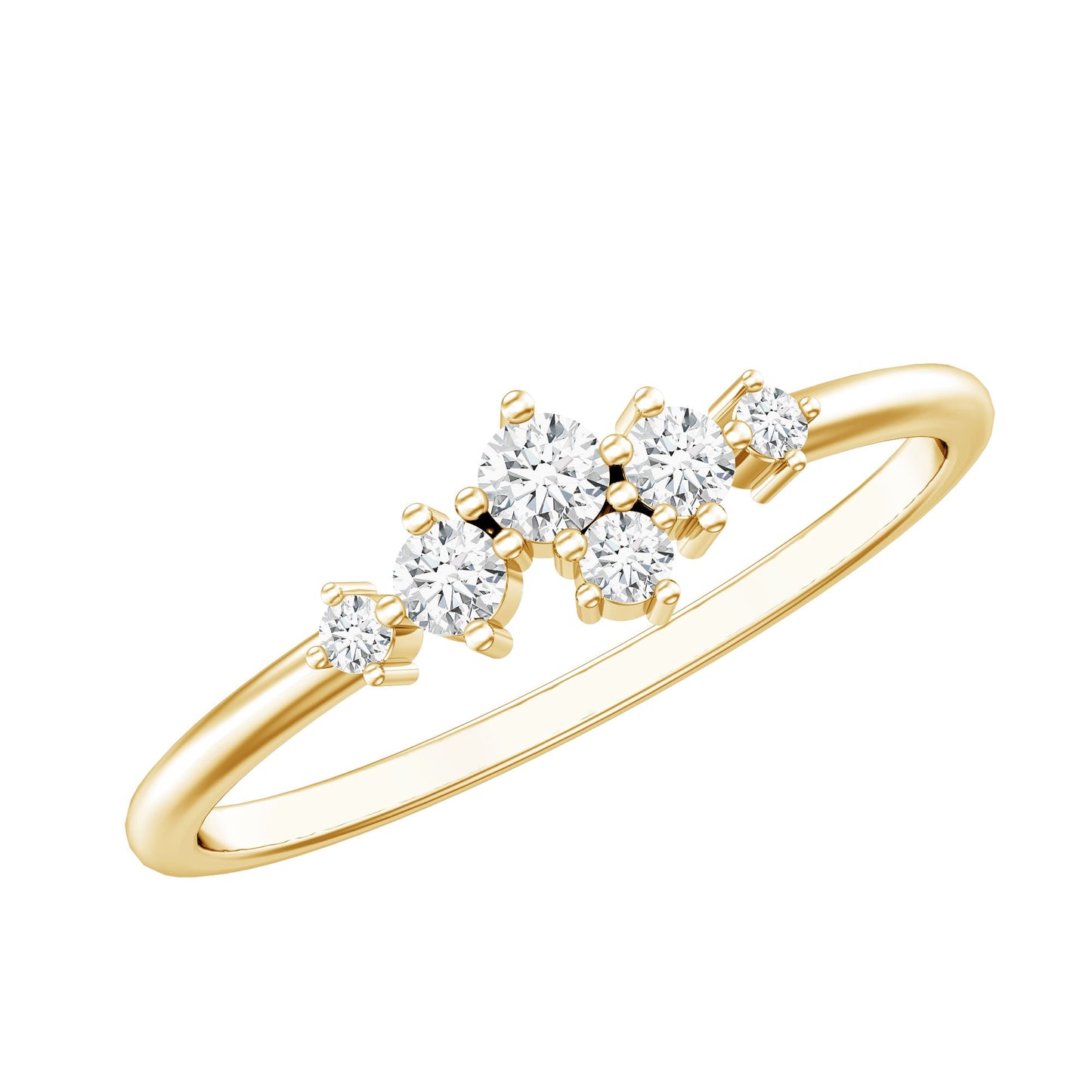 Certified Moissanite Cluster Promise Ring