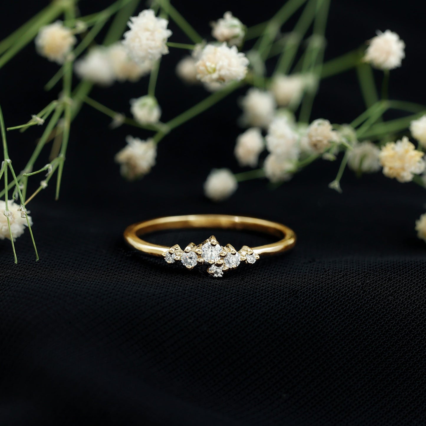 Certified Moissanite Cluster Promise Ring