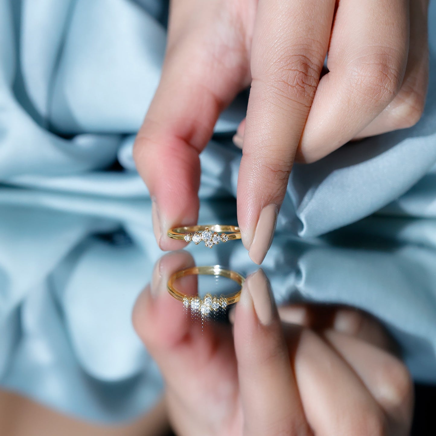 Certified Moissanite Cluster Promise Ring
