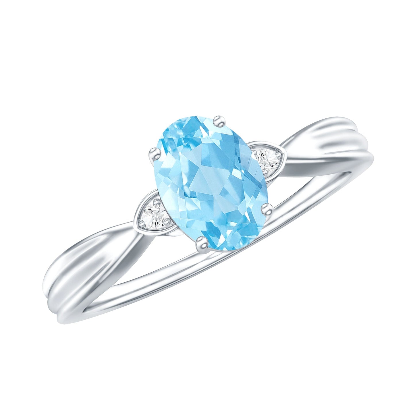 Certified Real Oval Aquamarine Engagement Ring for Women