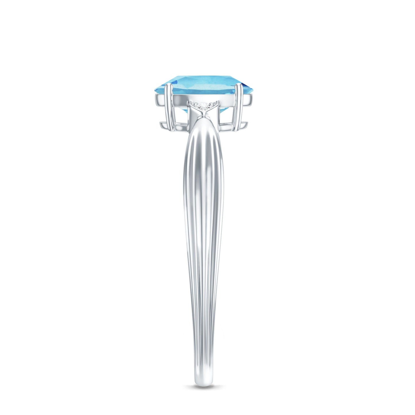 Certified Real Oval Aquamarine Engagement Ring for Women