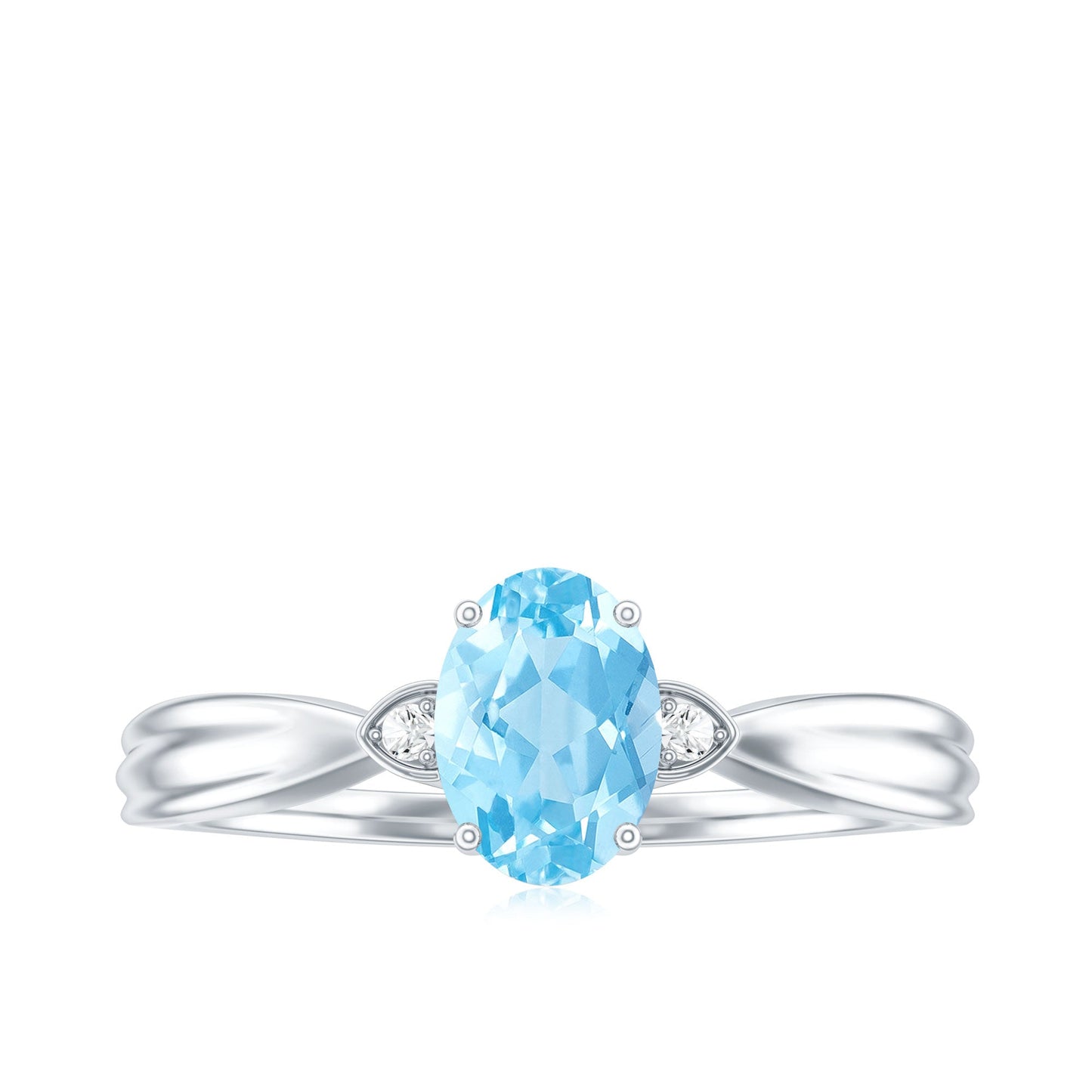 Certified Real Oval Aquamarine Engagement Ring for Women