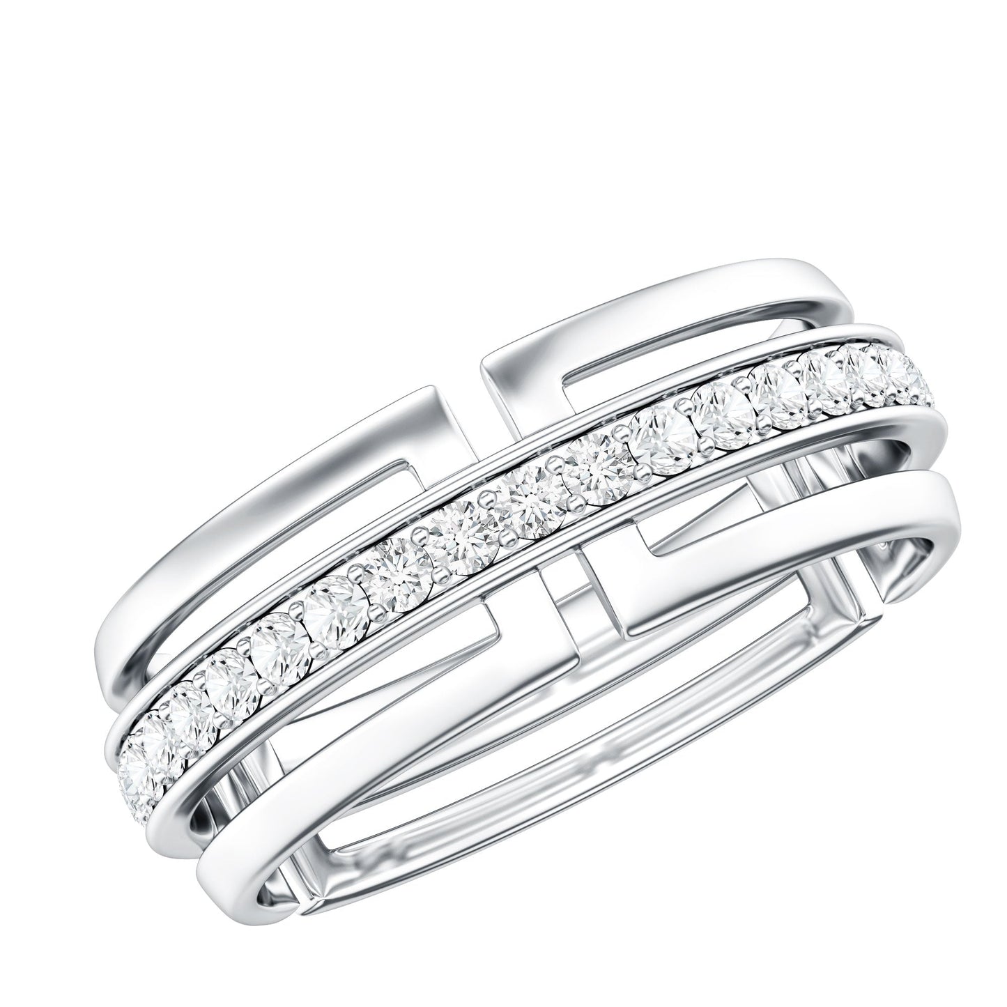 Moissanite Wedding Band in Pinpoint Setting