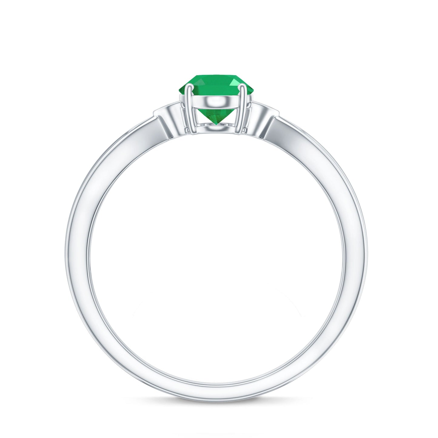 0.7 Carat Oval Cut Emerald Vintage Engagement Ring with Diamond