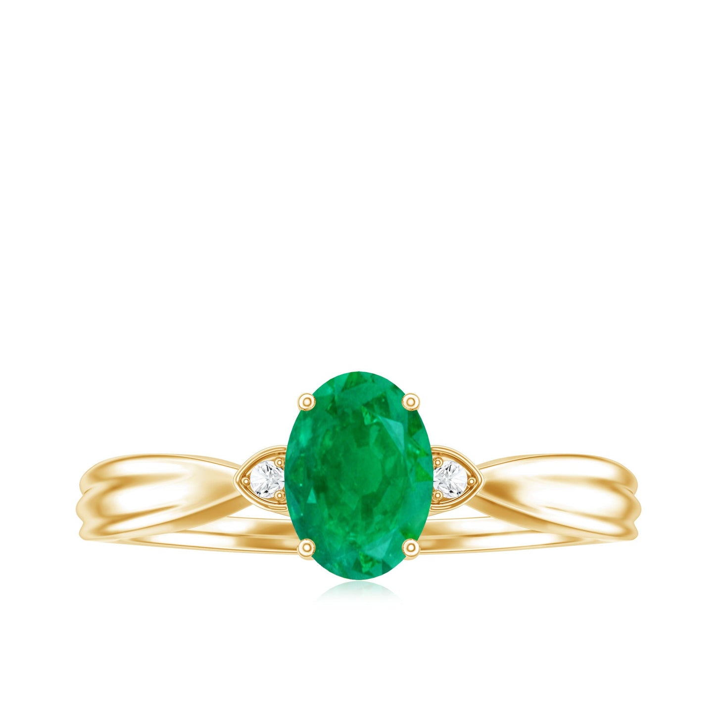 0.7 Carat Oval Cut Emerald Vintage Engagement Ring with Diamond