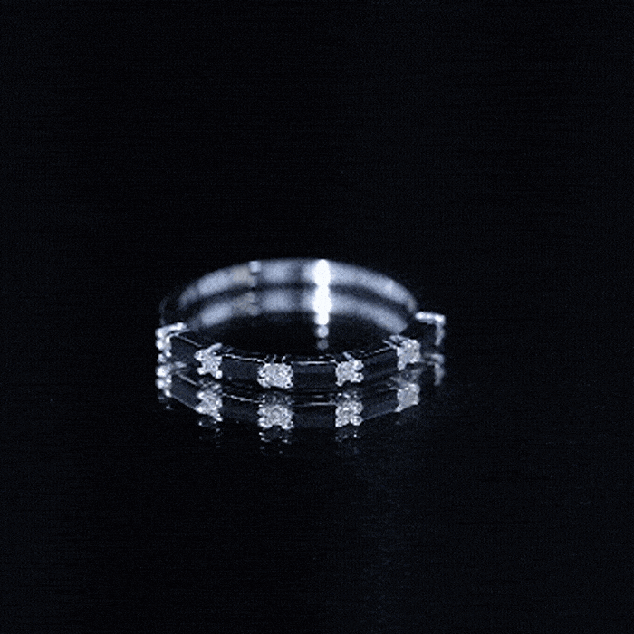 Certified Baguette Lab Grown Black and White Diamond Half Eternity Ring