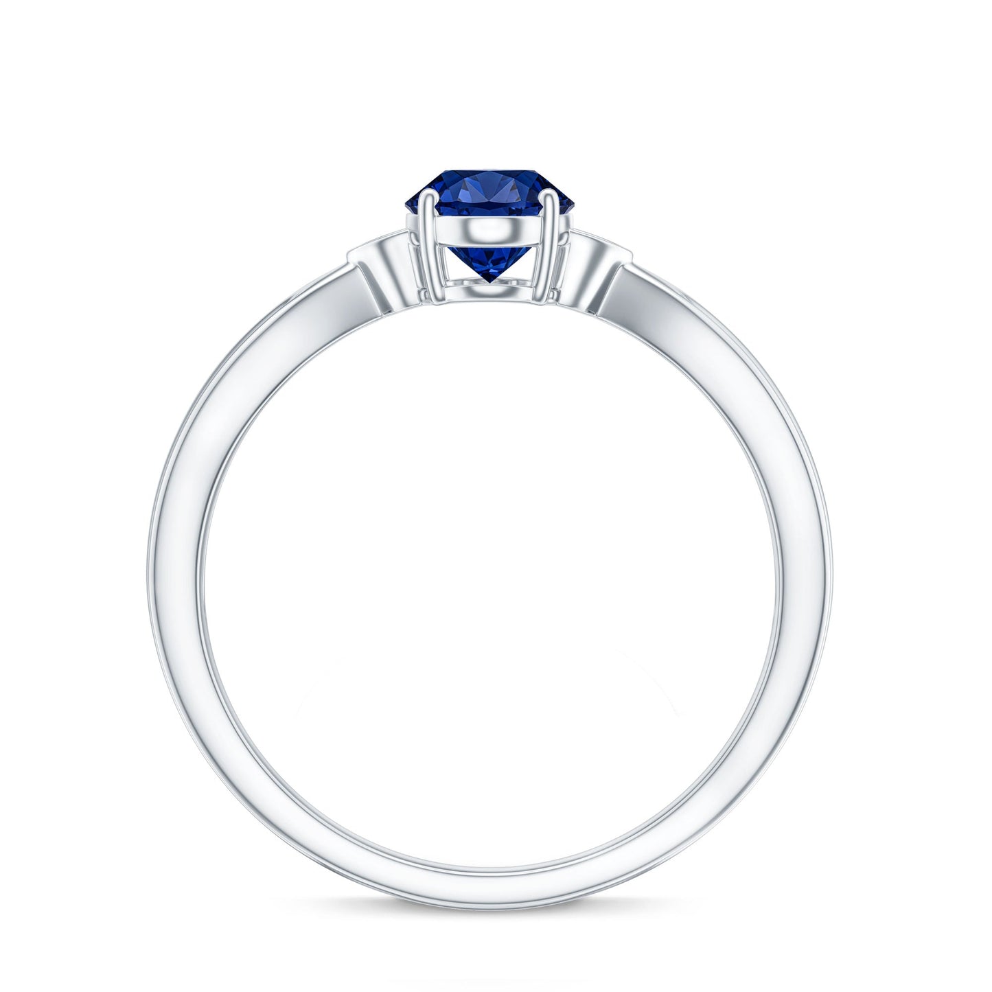 Certified 1 Carat Oval Lab Grown Blue Sapphire Solitaire Engagement Ring with Diamond
